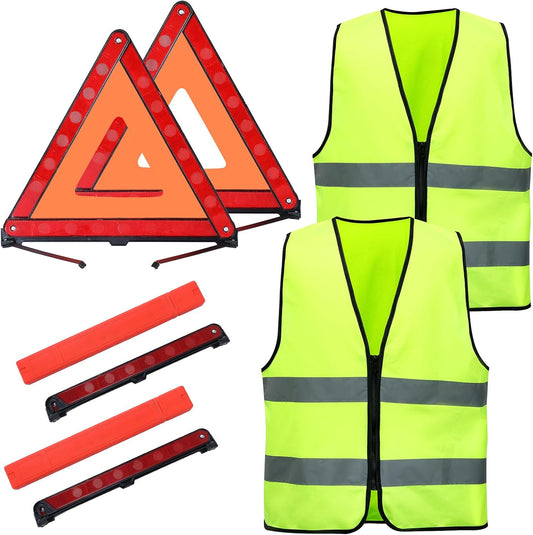 MYFULLY 2-Pack Emergency Warning Triangle with Reflective Safety Vest