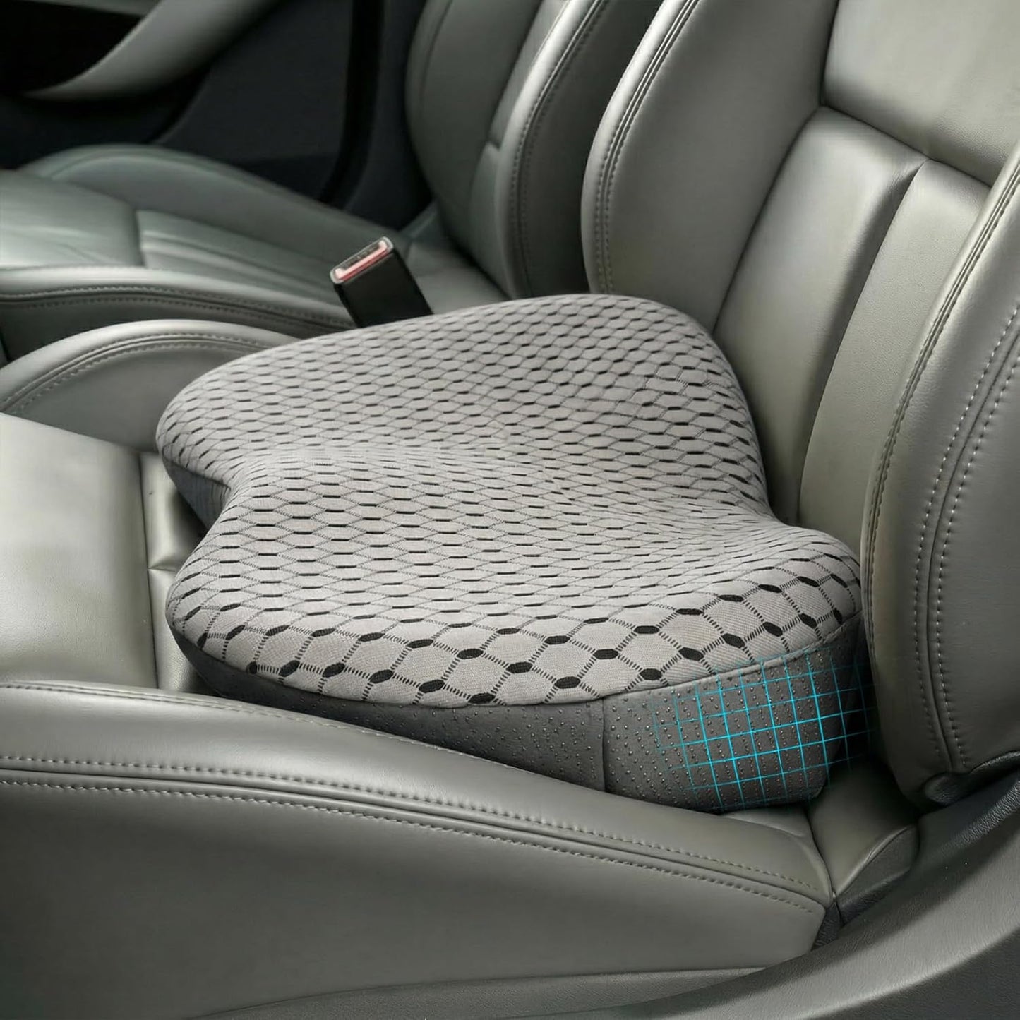 Livtribe Car Seat Cushion - Memory Foam Seat Pad for Sciatica & Lower Back Pain Relief - Driving Cushion with Breathable Mesh Cover - Road Trip Essentials for Drivers (3D Gray)
