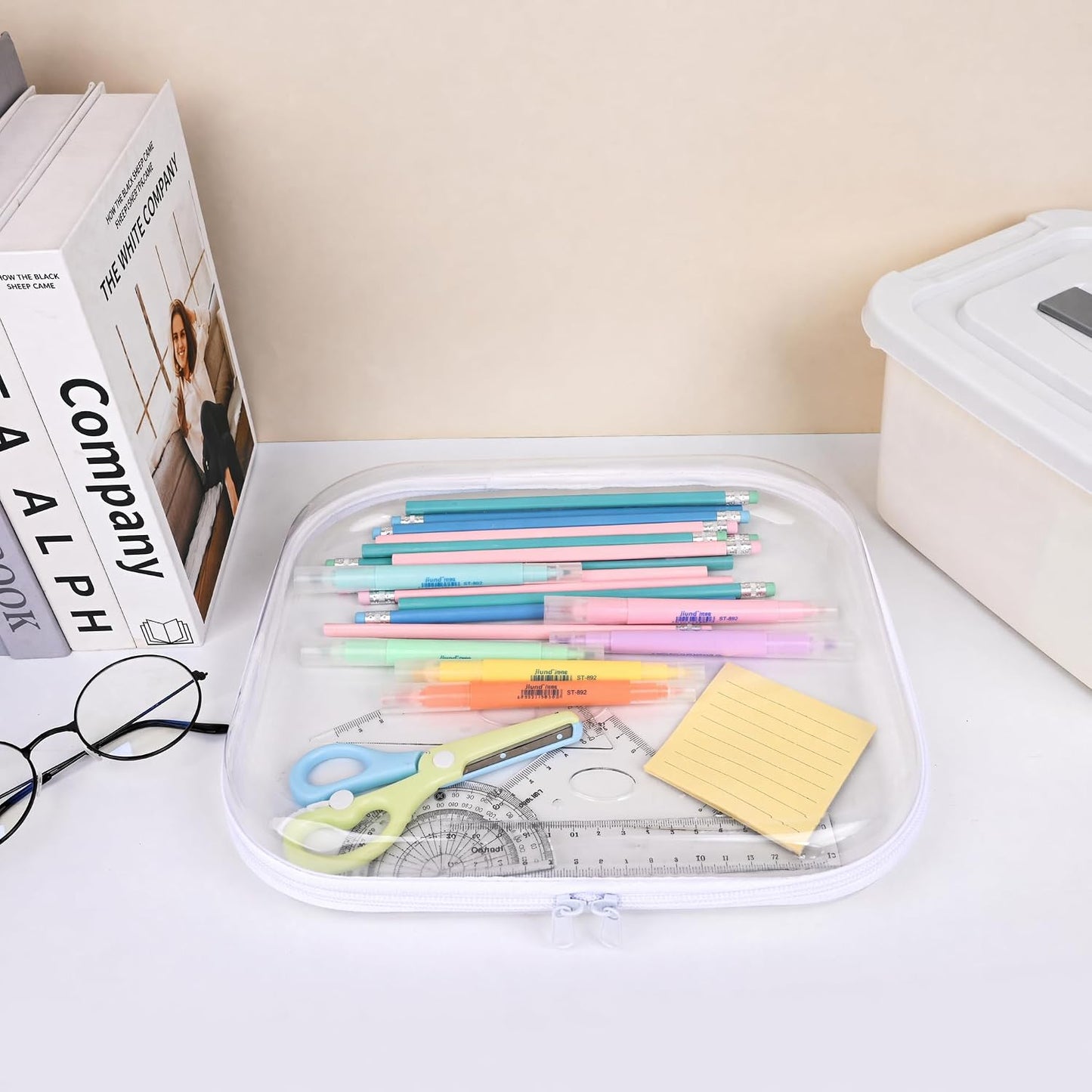 Clear Hard Shell Zipper Case,3PCS Transparent Clear Laser Zipper Pouches,Hard Side Plastic Case Set,Portable Travel Storage Organizer Bins