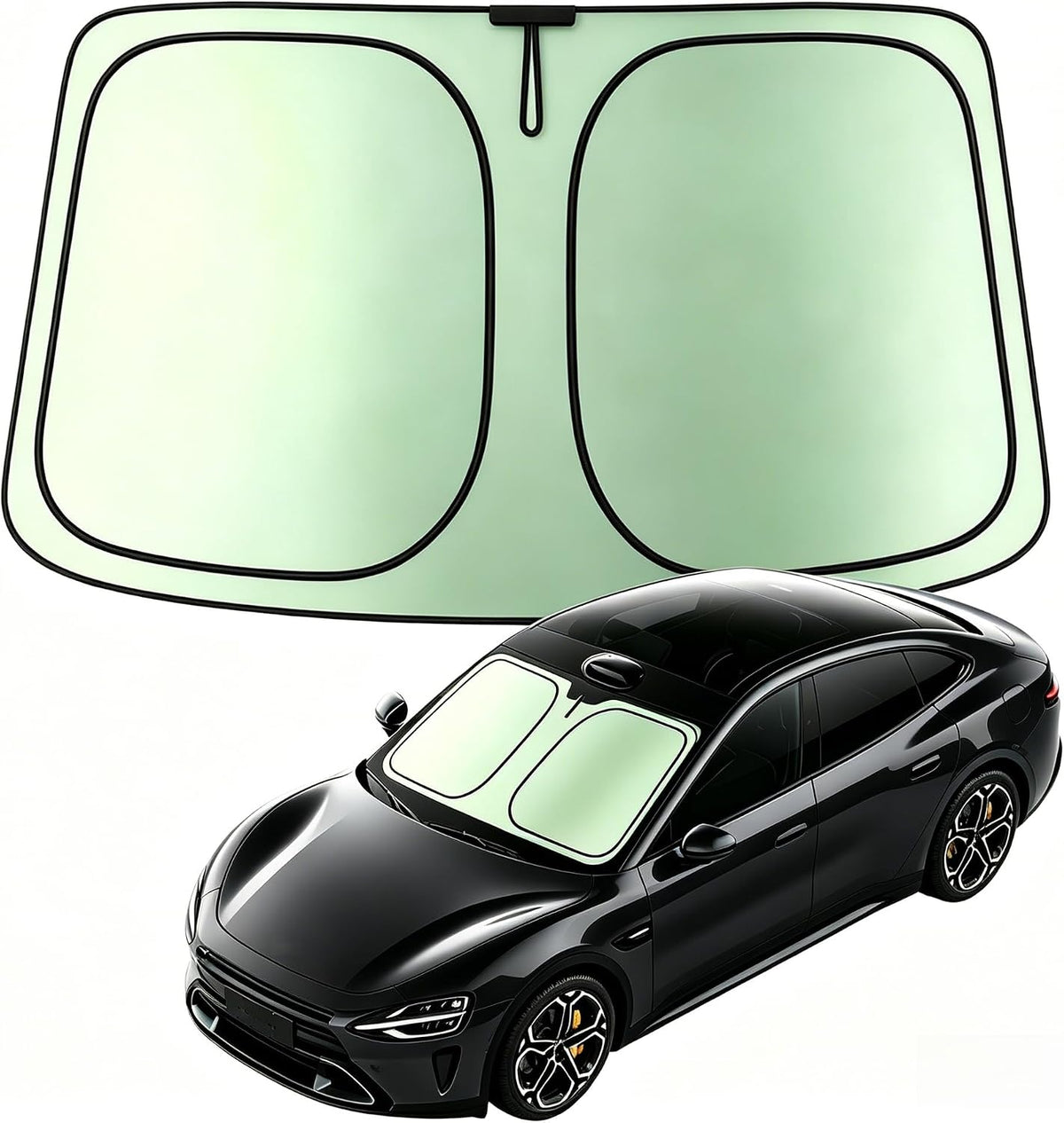 Foldable Windshield Sunshade | Graphene Heat Shield with Reflective Polyester Fabric | UV Protection Car Sun Shade with Memory Steel Frame | Keeps Interior Cool & Protects Dashboard | M (56 x 28 in)