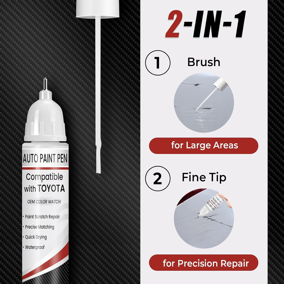 Blizzard Pearl Tricoat(070) Touch Up Paint for Toyota, 0.4 fl oz OEM Color Match Professional Grade Car Paint Scratch Remover for Avalon/RAV4/Camry/Corolla/Highlander/Prius/Sequoia/Sienna