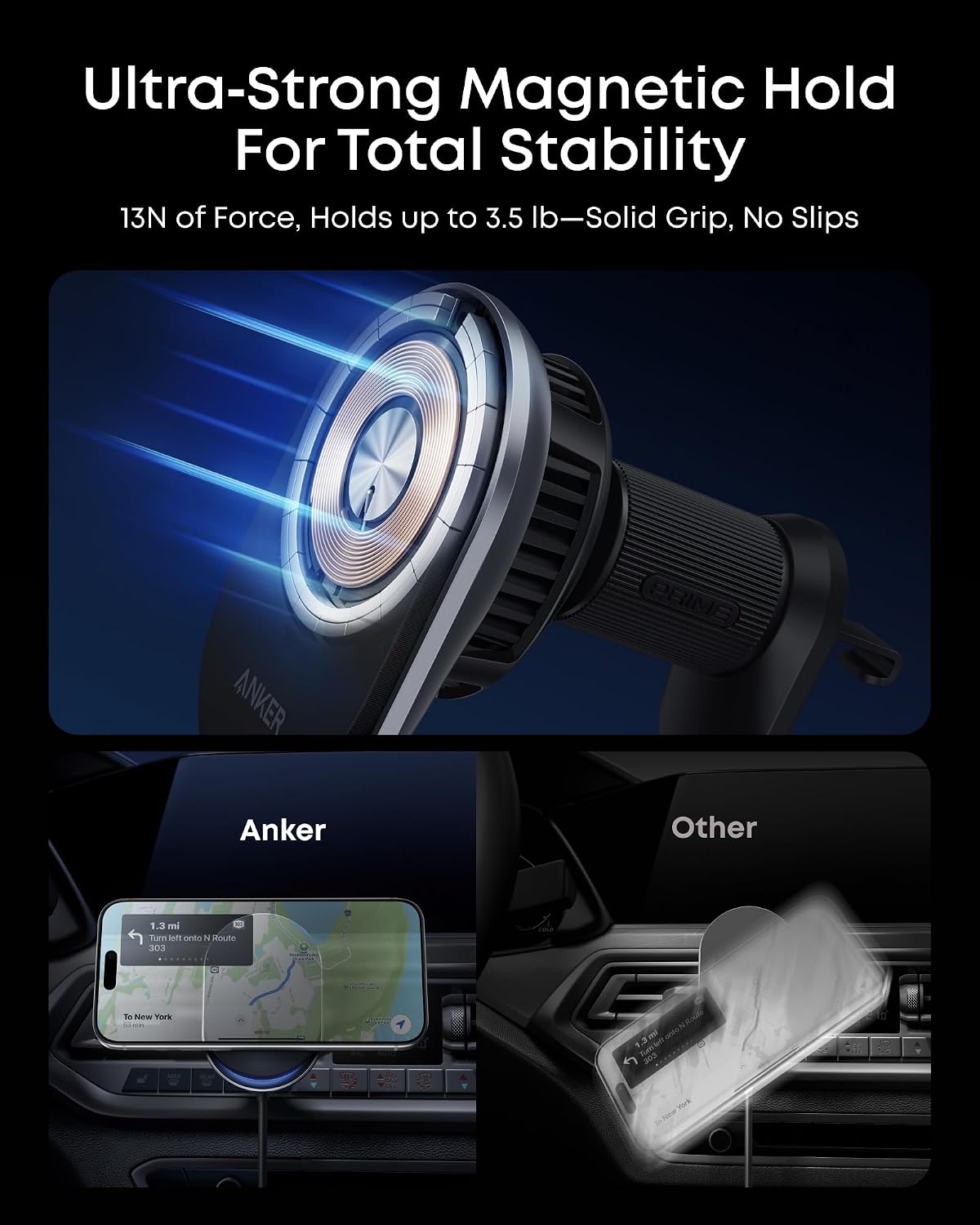Anker Prime Qi2 25W MagSafe Compatible Wireless Car Charger Mount