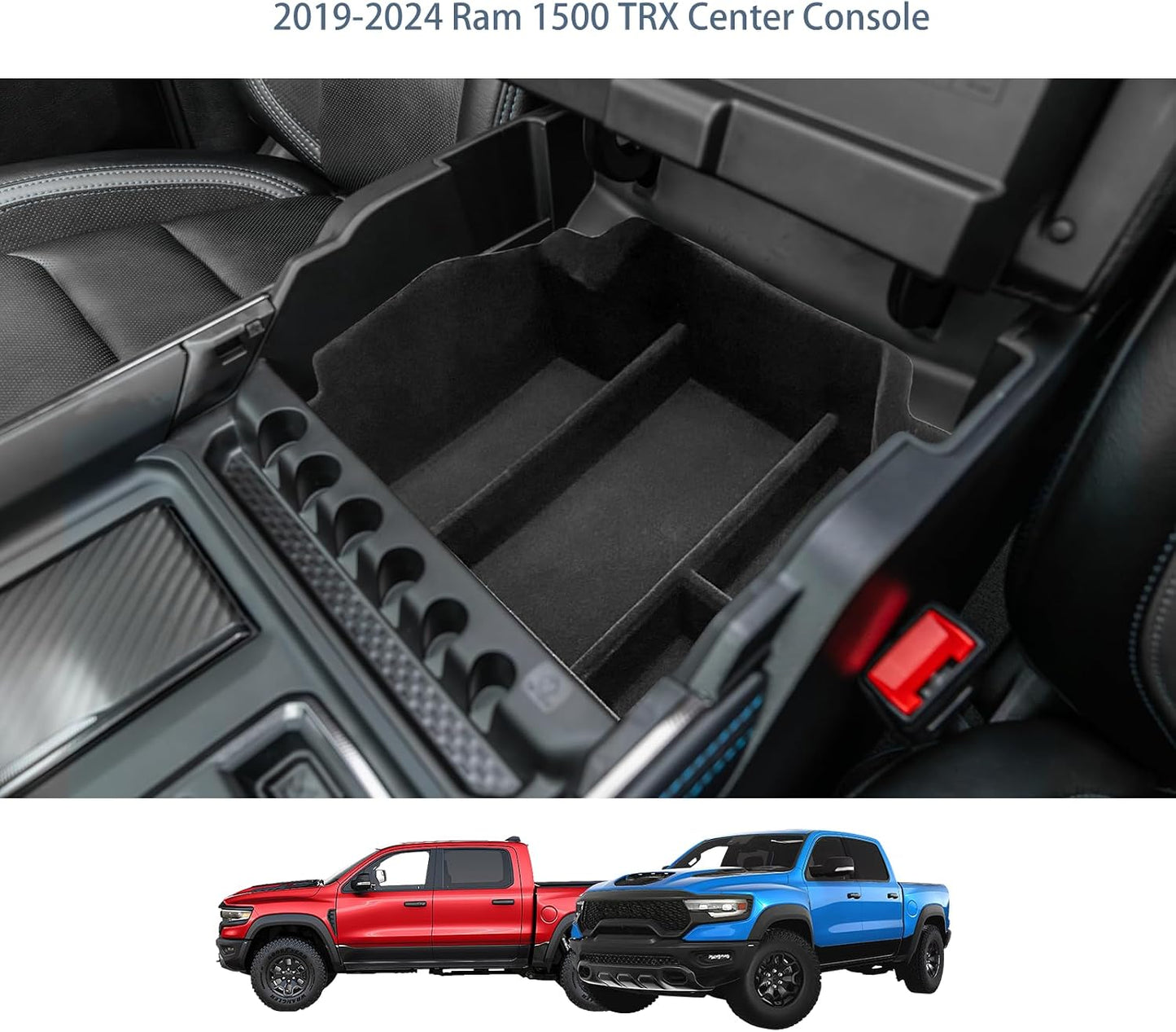 2024 2023 2022 Ram trx 1500 Lower center console organizer 2019-2024 dodge ram TRX Flocked Liner center console organizer 1500 dodge ram console insert 2021 dodge ram 5th generation 1500 accessories