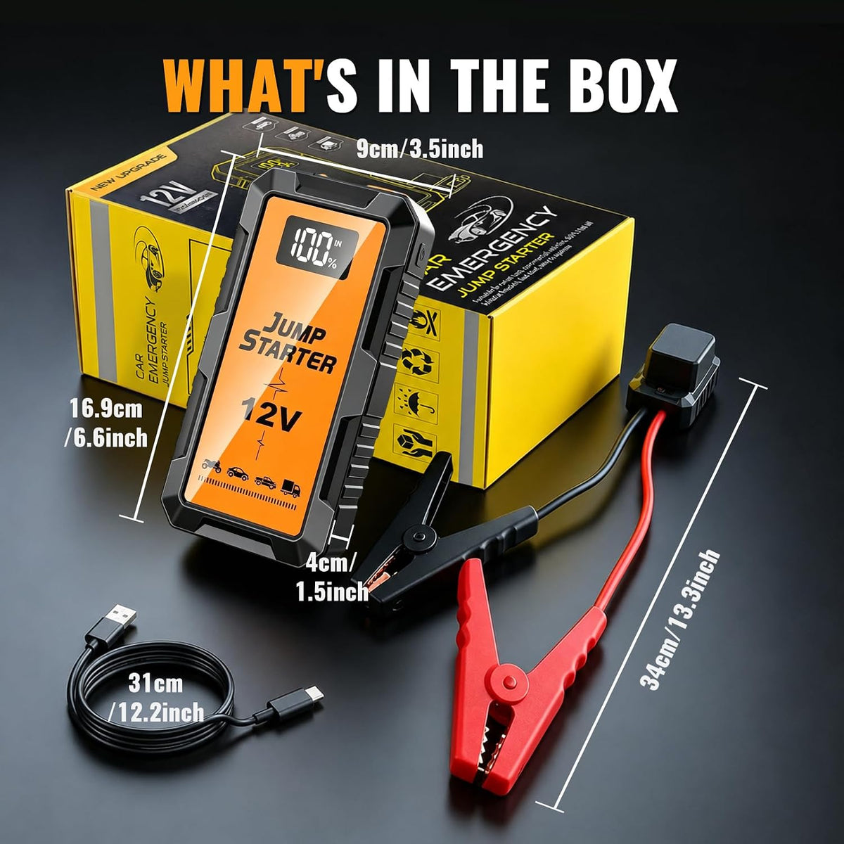 Jump Starter 3000A - Battery Jumper Starter Portable for All Gas/12L Diesel