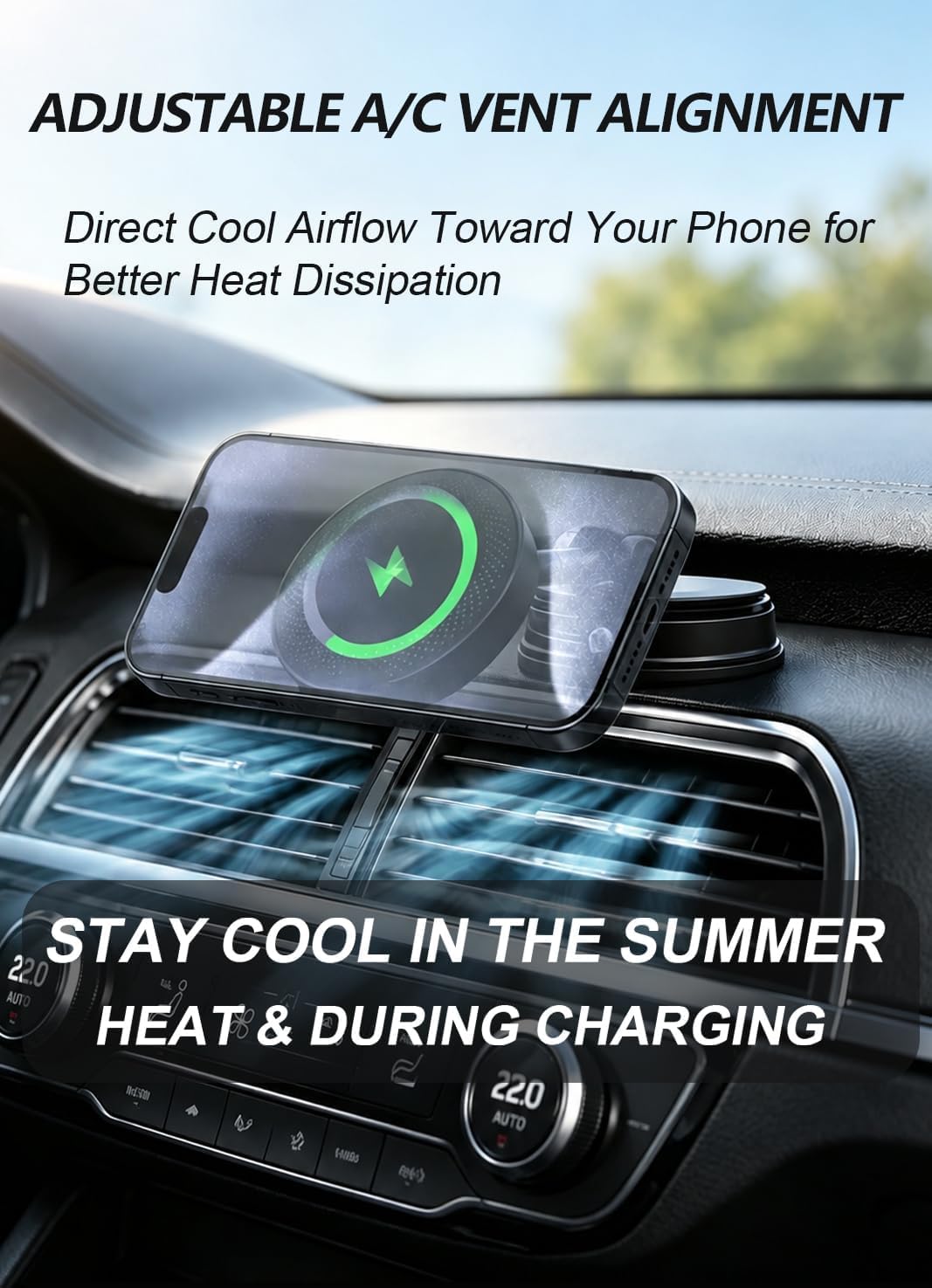 15W Wireless Fast Charger Car Phone Mount Holder with Vacuum