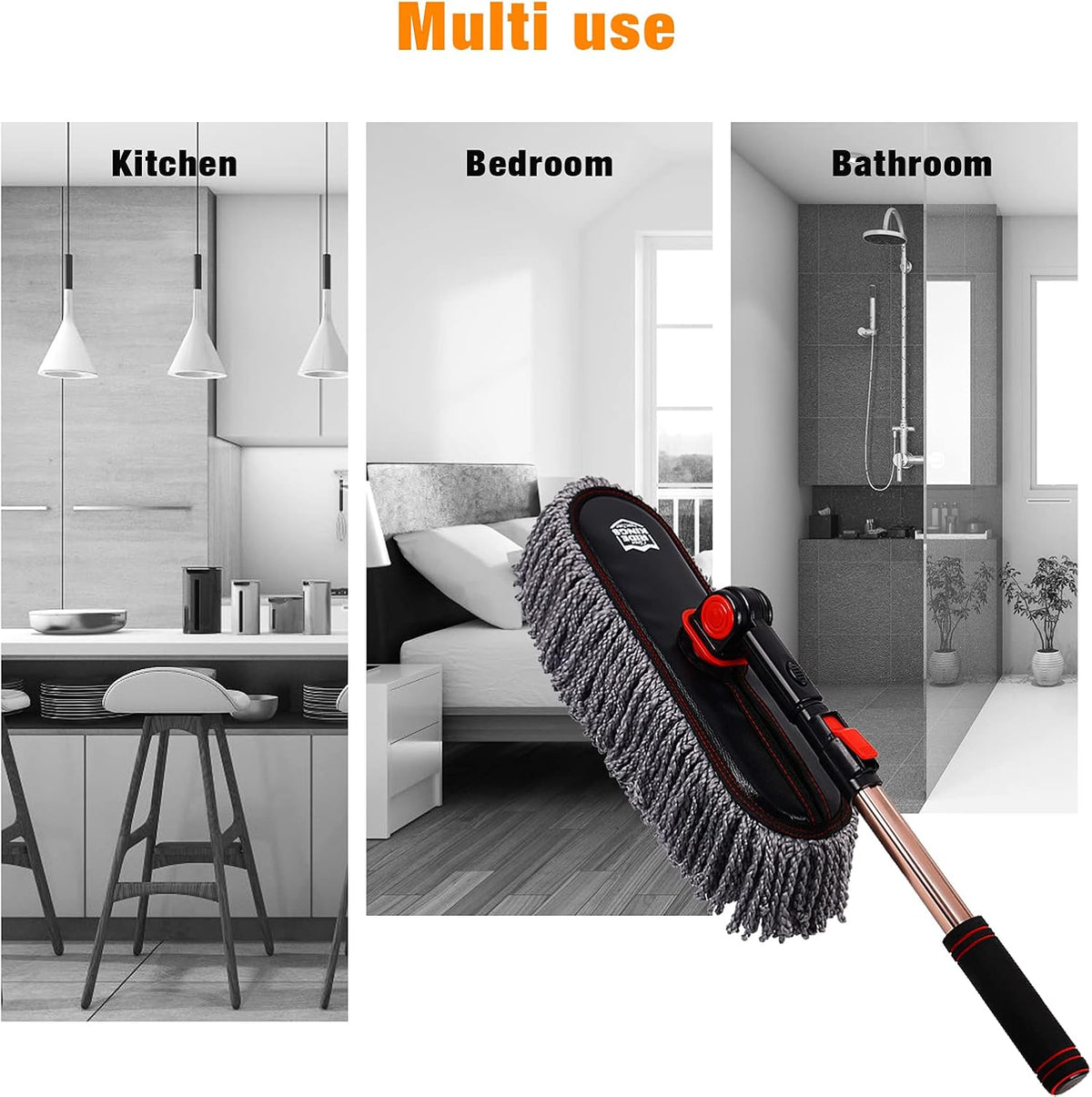 Auto Duster Extendable Handle, Car Duster Set, Scratch Remover Large and Small Brushes Remove Dust Exterior Interior of RVs and Trucks, Microfiber Auto Interior Brush, 2-Packs - Gifts for Men Women