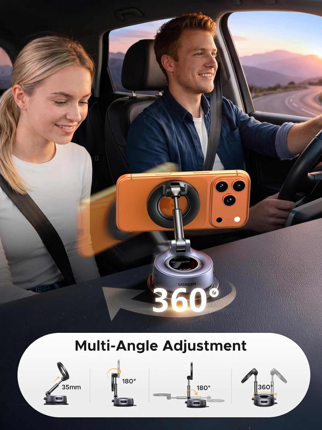 UGREEN Upgraded MagSafe Car Mount, Strongest Magnet Power, 30*N52 Magnets