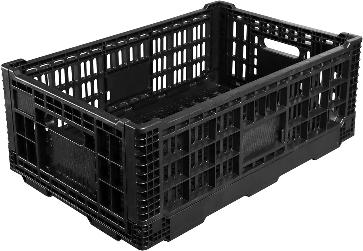 Collapsible Storage Bin Containe，52 Liter Transferheavy duty Black plastic storage box,milk crates heavy duty Transit storage (2)