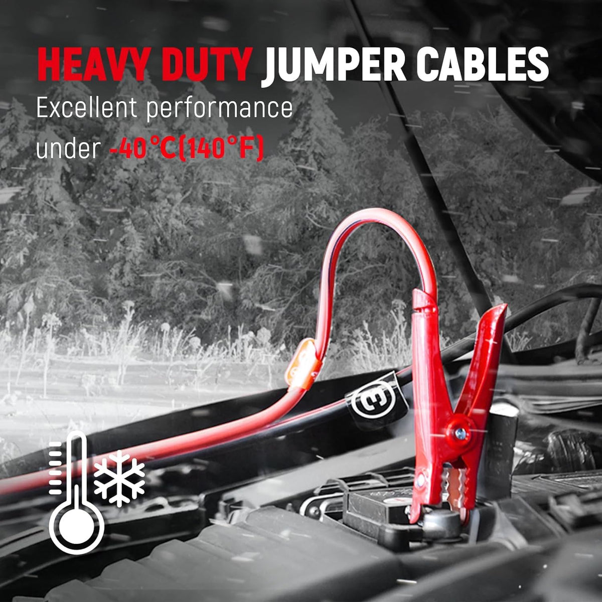 TOPDC 8 Gauge 12FT Jumper Cables Heavy Duty Booster