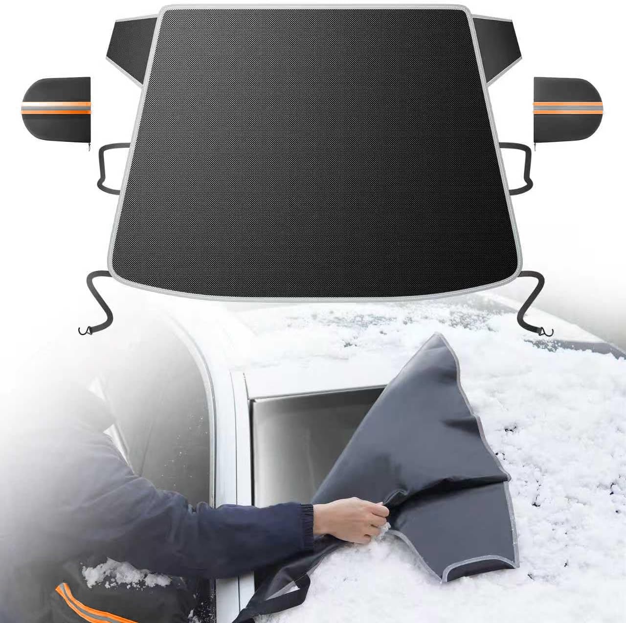 DooGooCoo [2026 Upgraded] Car Windshield Cover for Ice and Snow [700D Waterproof Fabric]-Windshield Snow Cover for Winter Snow & Frost, Suitable for Cars, SUVs, and Trucks - Medium