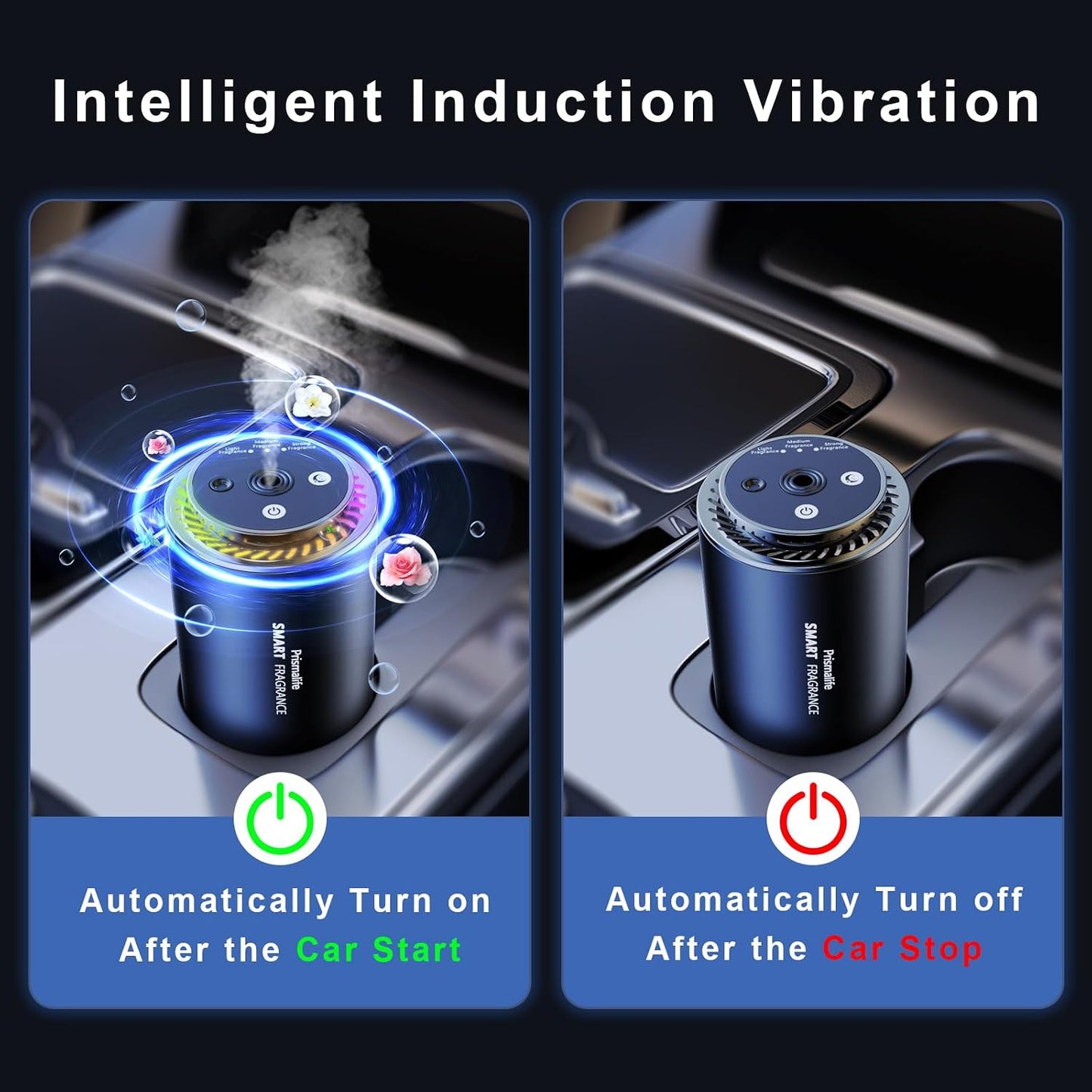 2025 Upgrade Smart Car Air Freshener, Rechargeable Car Air Freshener Diffuser with Starlight Projector & Atmosphere Light, Adjustable Car Freshener with Ultrasonic Tech & Auto On/Off, 50ml Perfume