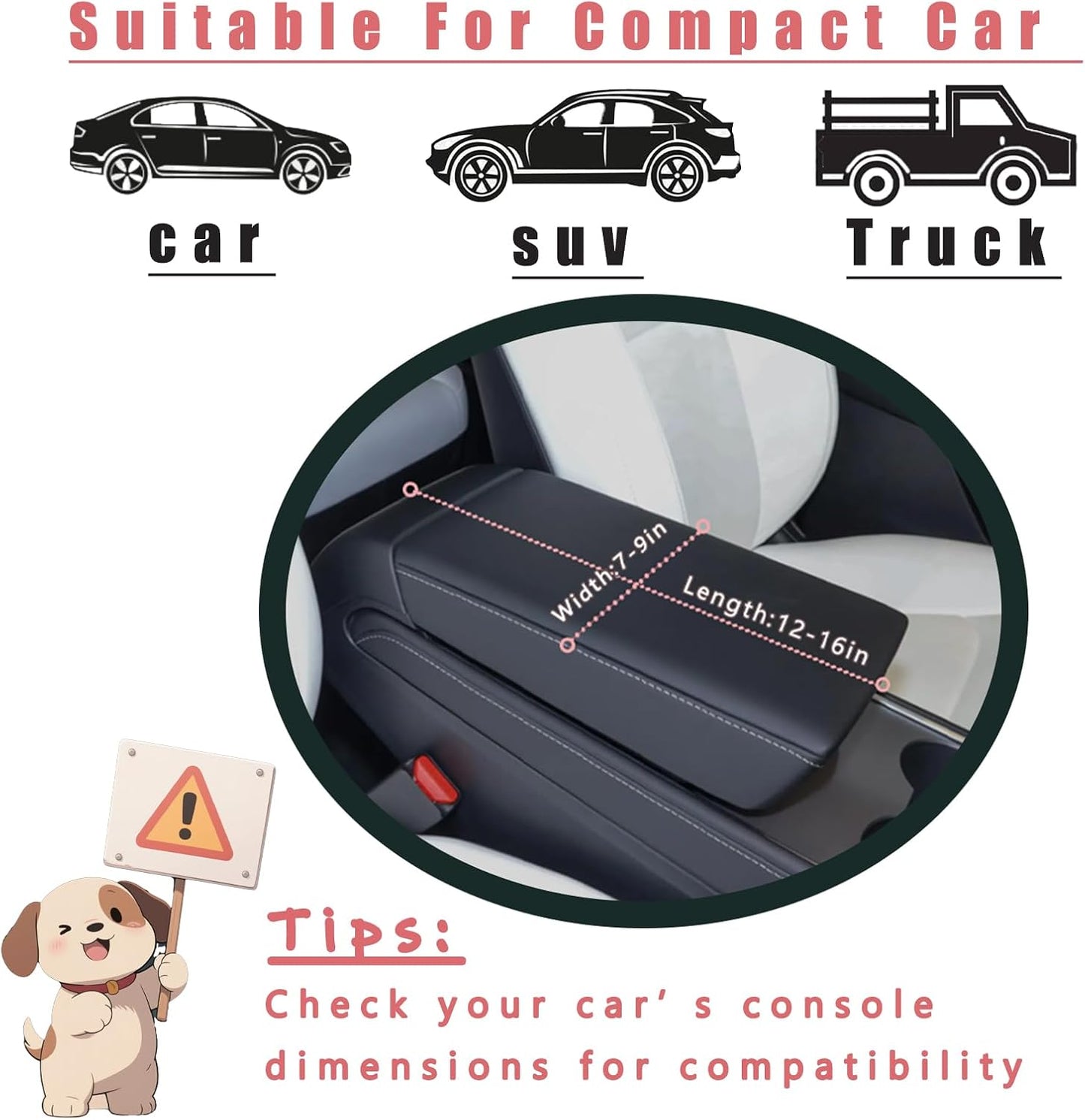 Console Dog Car Seat - Portable Dogs Armrest Booster Seat for Small Dog, Anti-Collapse Pet Car Seat with Soft Cushion Safety Belt, Support Pet Up to 11lbs (Pink Daisy)