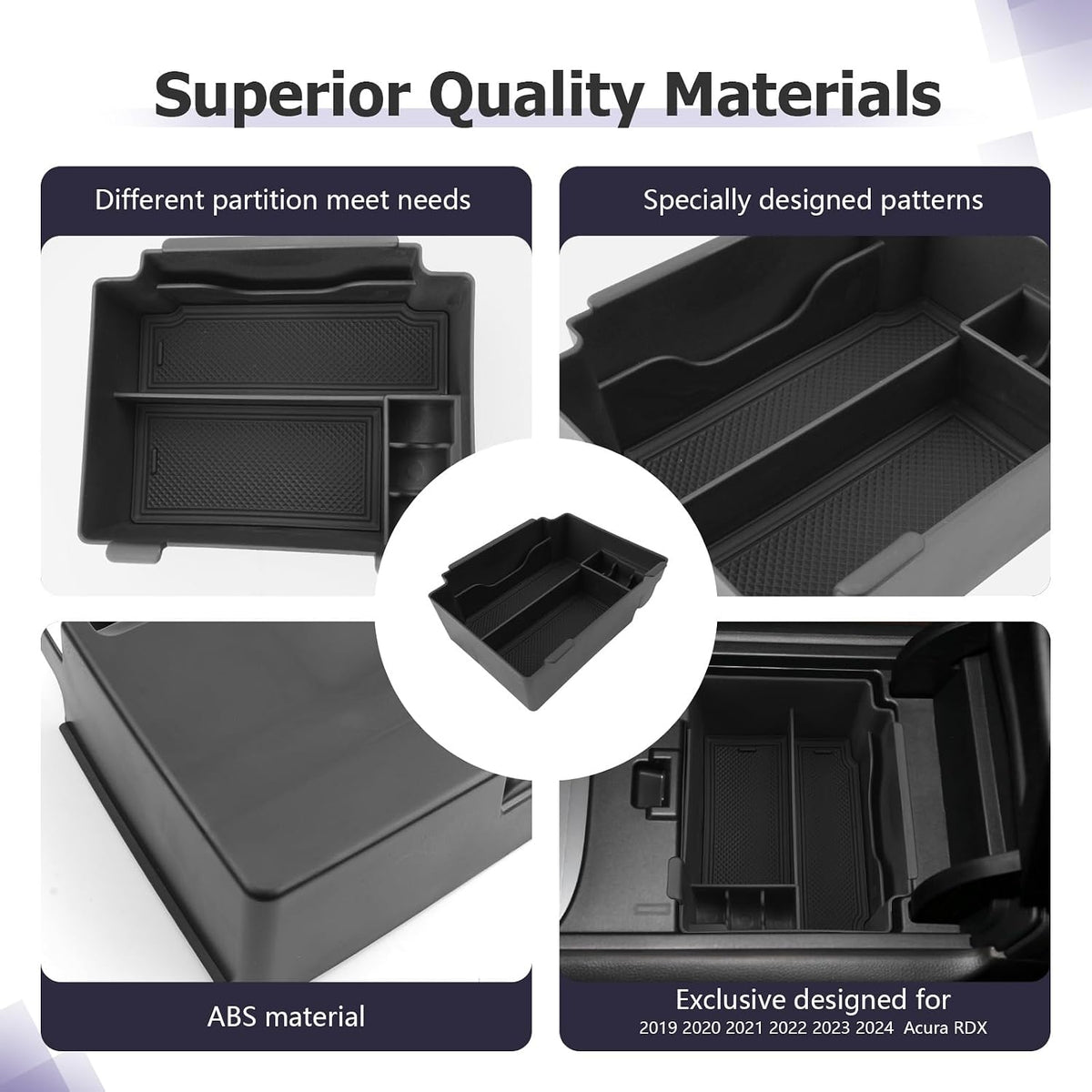 LUWU 2024 A cura RDX Center Console Organizer for 2019 2020 2021 2022 2023 2024 A cura RDX Accessories Armrest Console Storage Box Insert Tray ABS Material Black