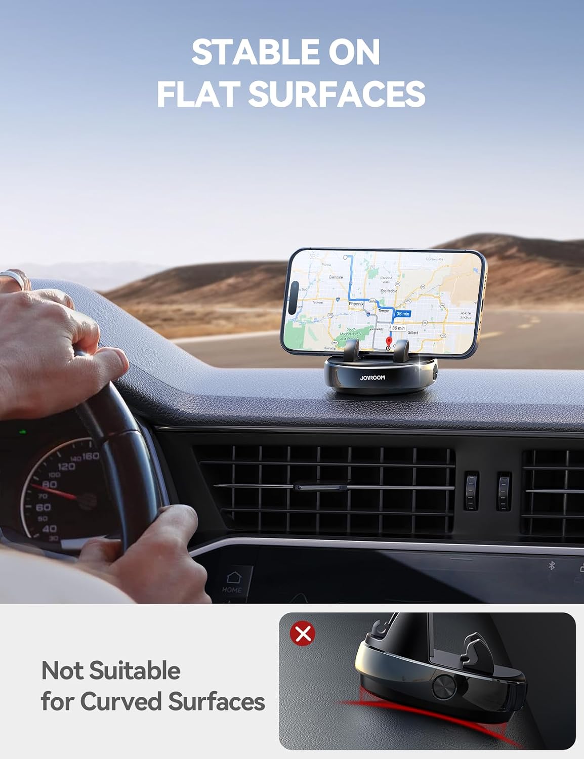 Car Phone Holder, 360° Adjustable & Avoid Sun Glare Dashboard Phone Holder
