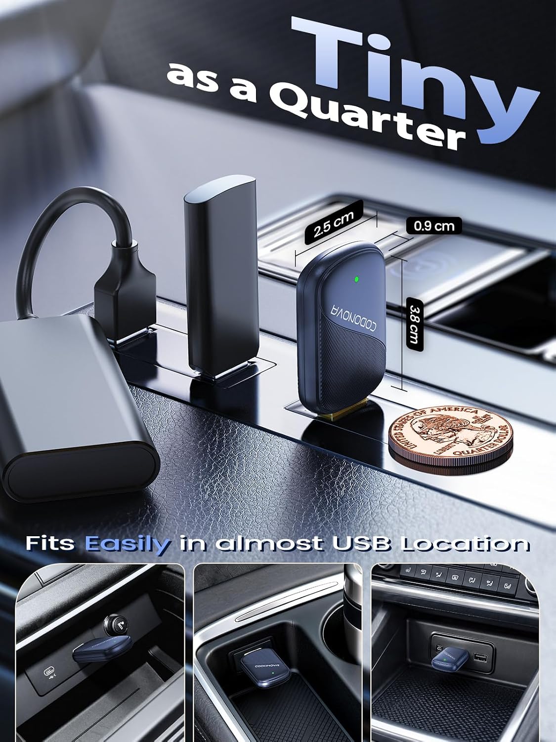 Mini Wireless CarPlay Adapter for iPhone & Android Auto - Wired to Wireless