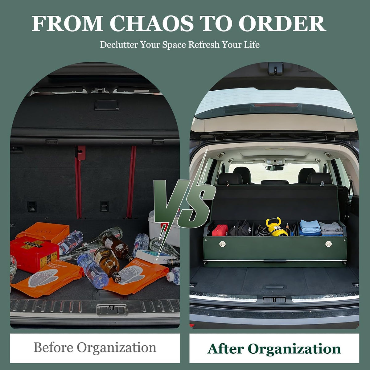 Car Trunk Organizer Leather Car Trunk Storage Organizer with Lid