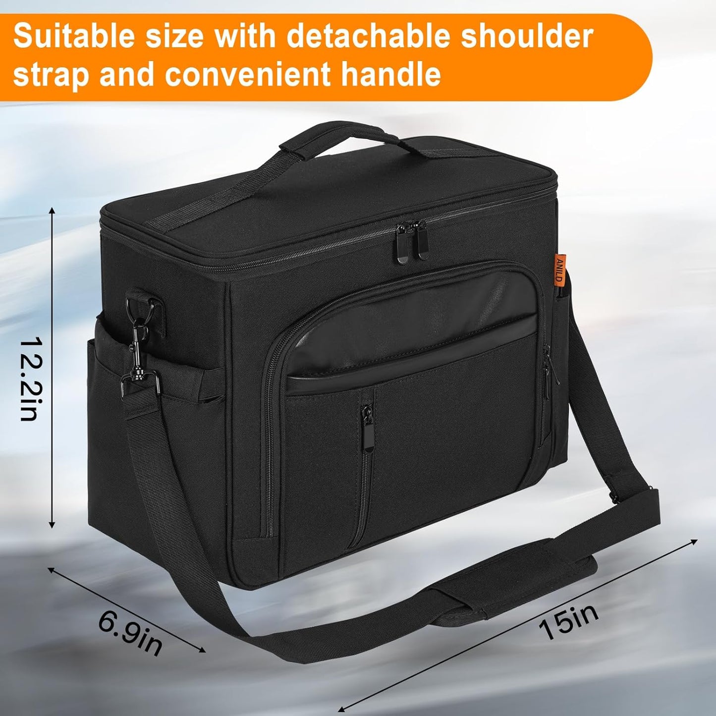 ANILD Front Car Seat Organizer and Office Work Truck Organizer with Multifunctional Pockets and Padded Shoulder Strap, Compatible with Cars, Trucks and Vans