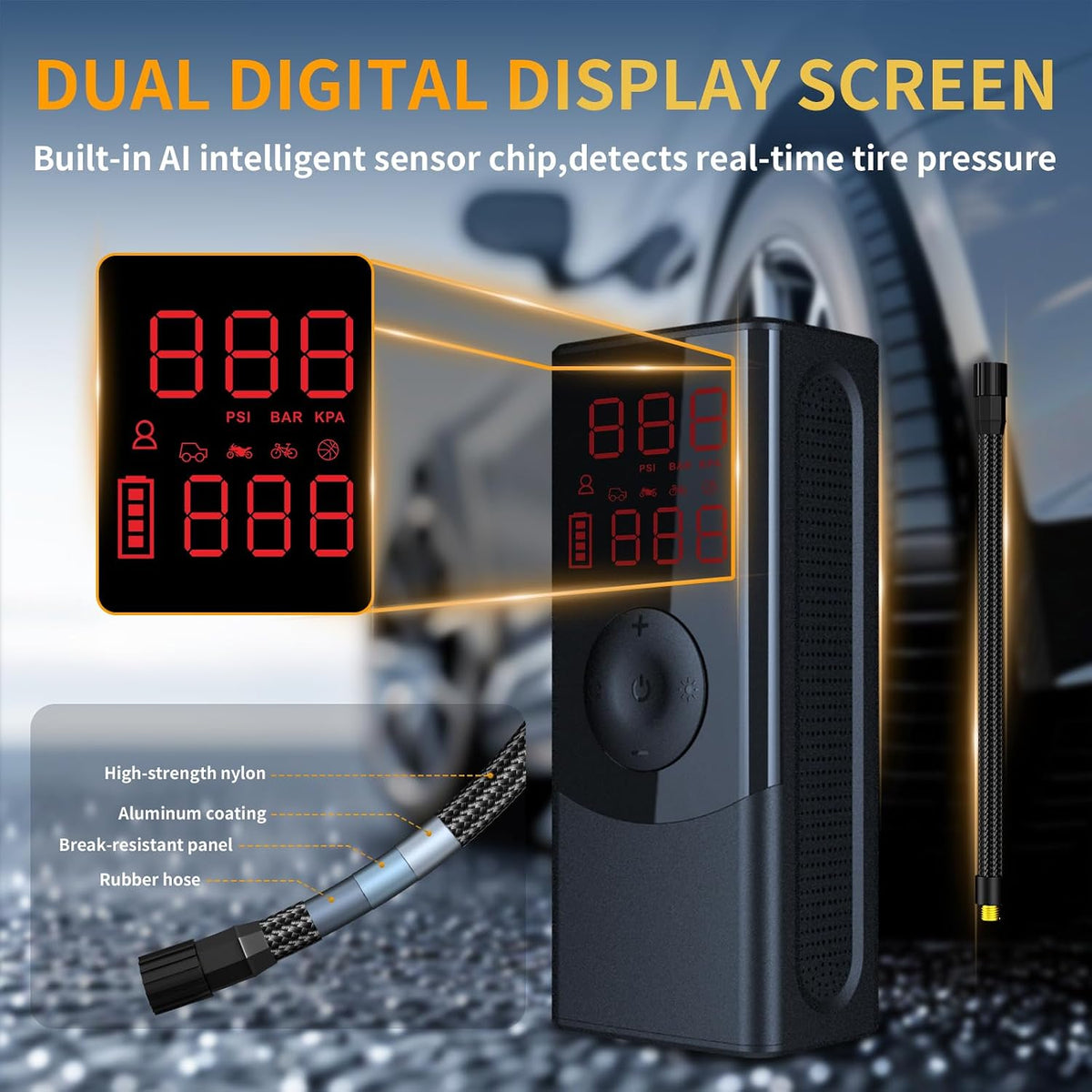 Tire Inflator Portable Air Compressor,150PSI Cordless Air Pump for Car