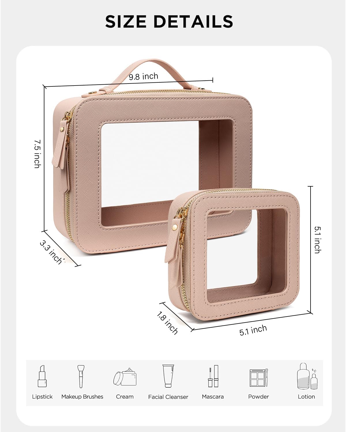 LETGO Clear Makeup Bag Mahjong Tile Bag with Zipper and Handle| Structured Large Travel Makeup Bag for Toiletries for Women,Travel Cosmetic Case,Waterproof PU Leather,Wide Opening