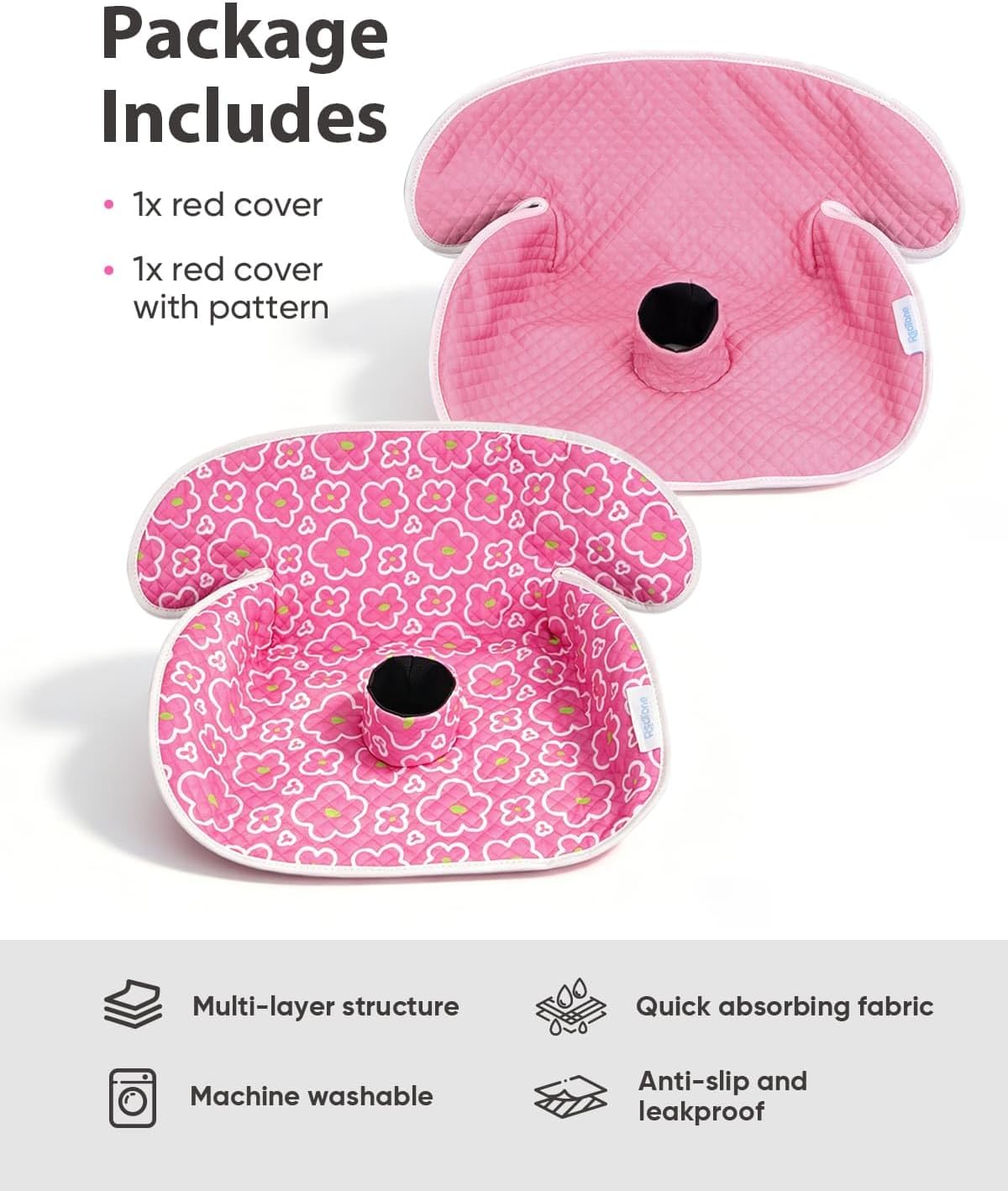 2 Pack Waterproof Baby Piddle Pads Carseat Potty Training Car Seat Protector, Waterproof Infant Car Seat Liner Cover to Prevent Pee, Leakproof and Washable (Red Flower)