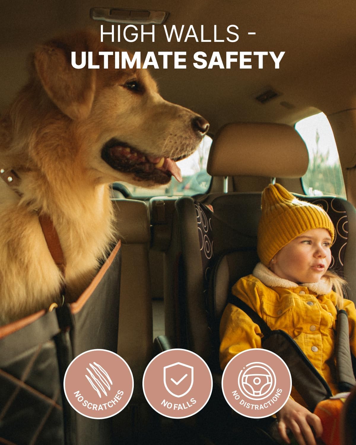 Owleys Back Seat Extender for Dogs Premium Dog Hammock for Car | Pet Cover for Dogs | Dog Covers for Cars Back Seat