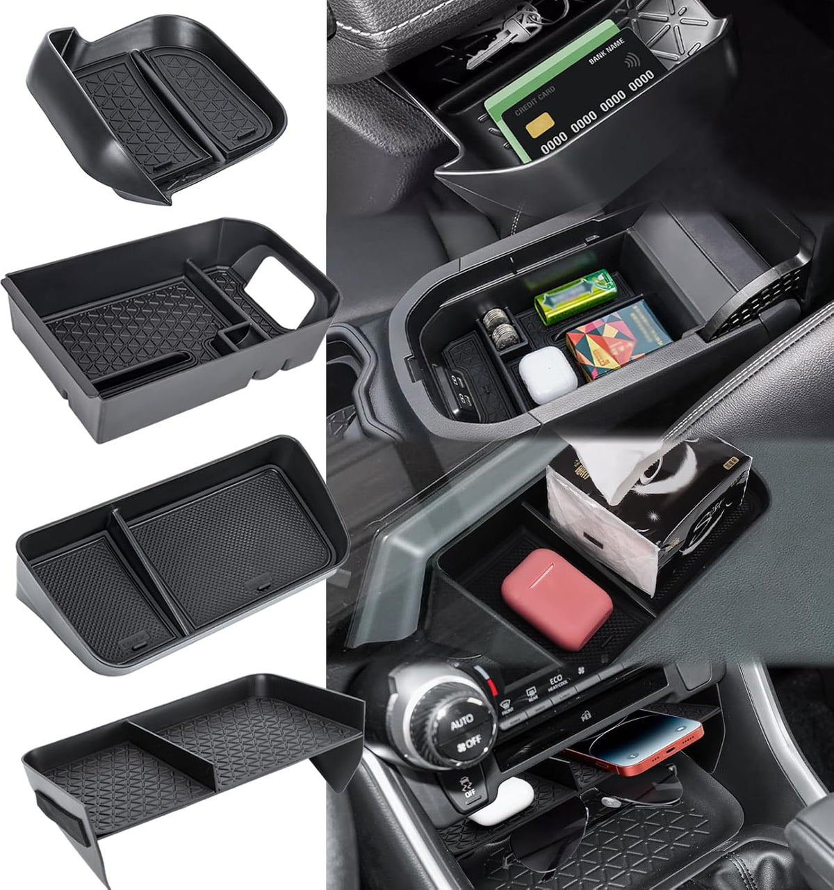 4PCS Center Console Organizer for 2019-2025 Toyota RAV4 Accessories