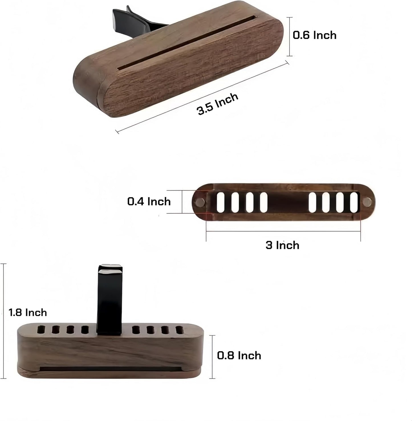 2 PCS Car Essential Oil Diffuser Vent Clip, Wooden Aromatherapy Diffuser with 10 Unscented Refill Fiber Sticks, Reusable Custom Scent Car Air Freshener, Premium Car Interior Accessories