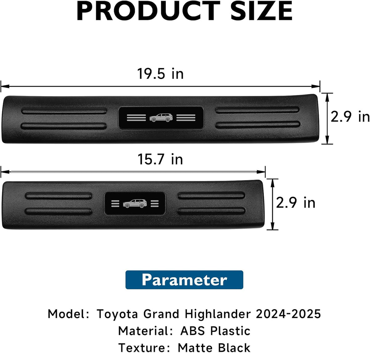 BIBLOZ ABS Material Door Sill Protector Compatible with Toyota Grand Highlander (Include Hybrid) LE/XLE/Limited/Platinum Accessories 2024 2025 2026 Door Sill Guards Trim(Not for Highlander)