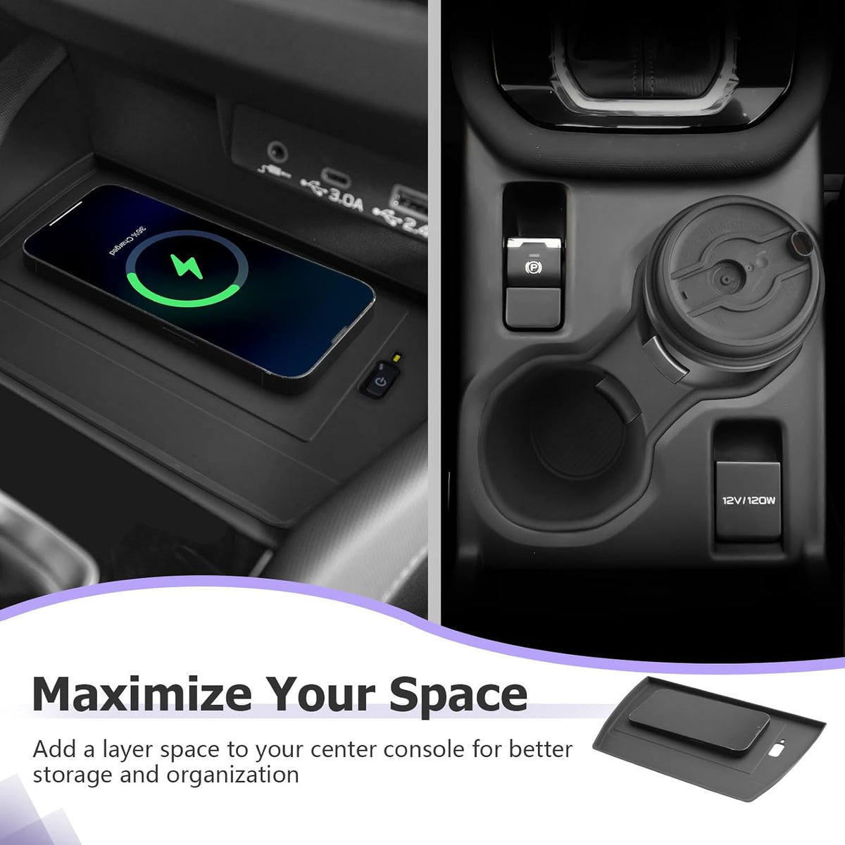 LUWU for 2025 Subaru Forester Accessories Compatible with 2025 Forester Wireless Charging Anti-Slip Mat - Center Console Cup Holder 2-Pack (Not for 2026 Touring/Wilderness/Premium)