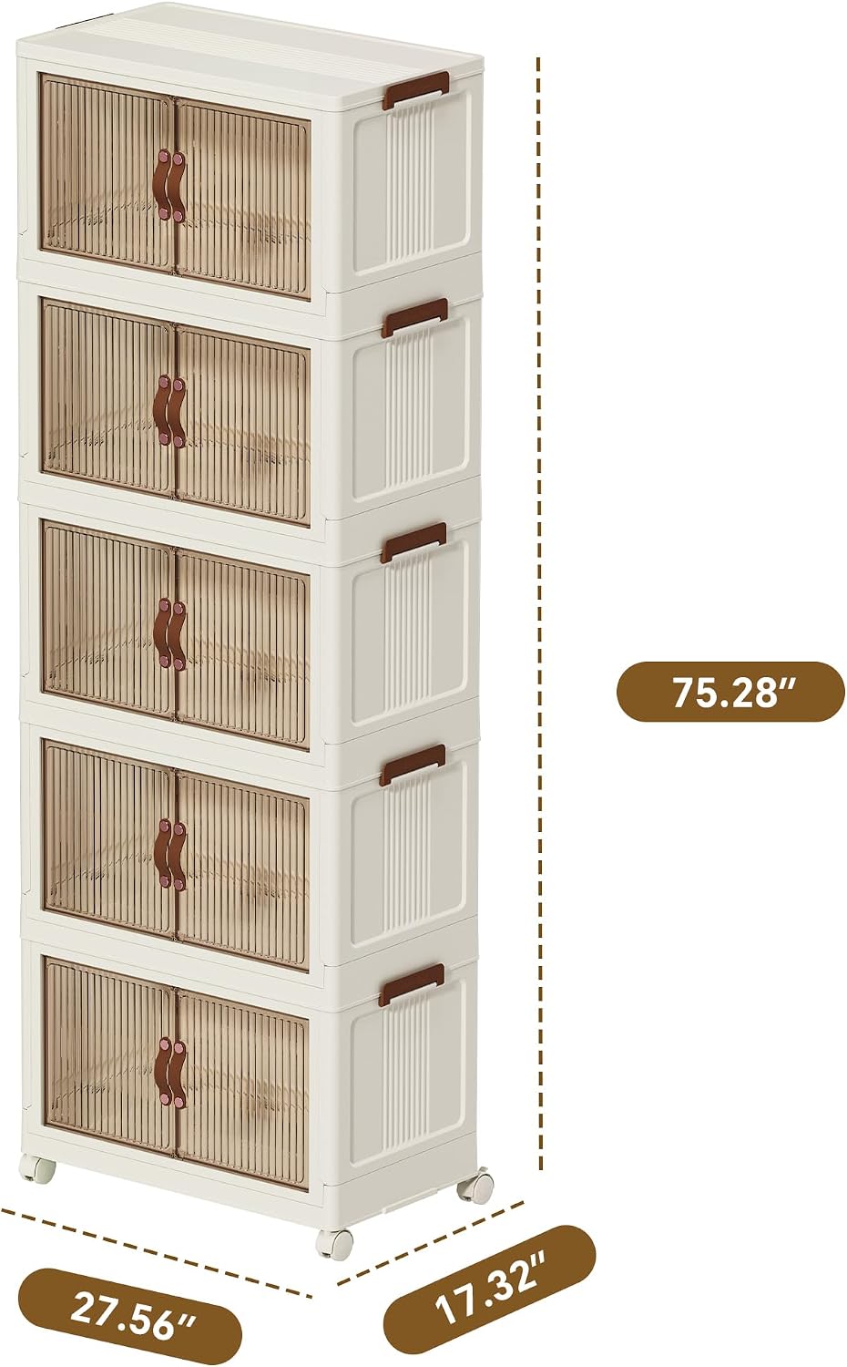 Collapsible Storage Bins with Lids - Stackable Plastic Closet Organizers for Clothes, and Home Organization White (5-rack, 30Gal/rack)