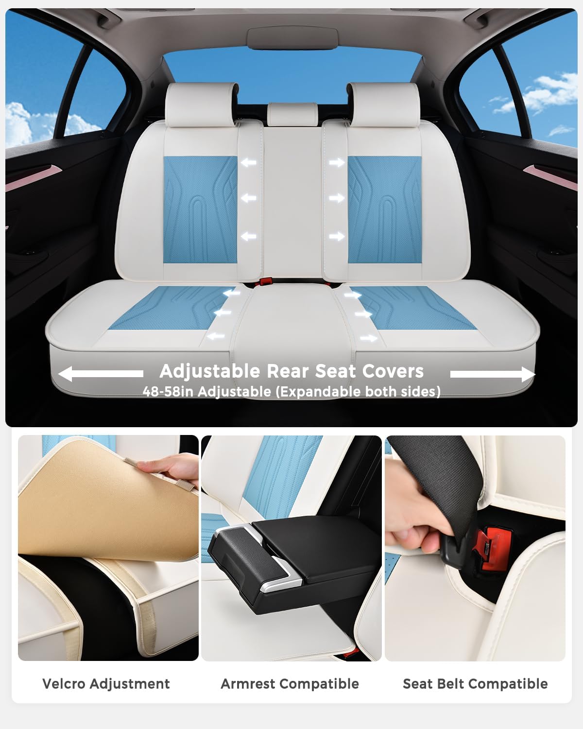 Huidasource Car Seat Covers Full Set, Universal Fit for Cars SUVs Trucks