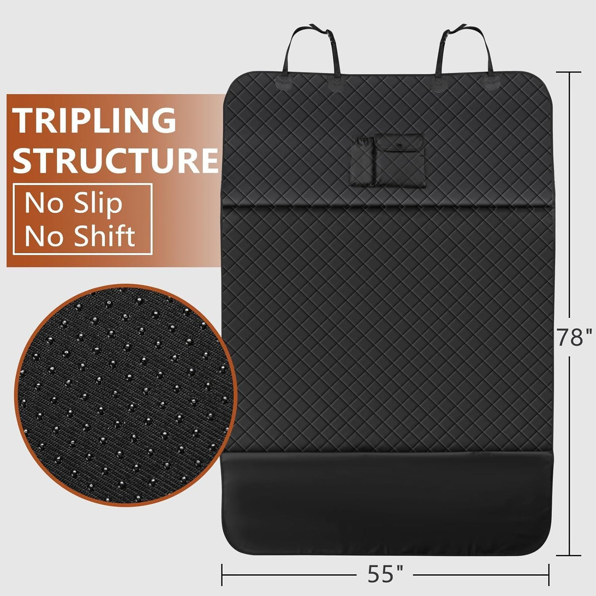 fidozen Universal SUV Cargo Liner, Waterproof Non-Slip Dog Trunk Mat, Black