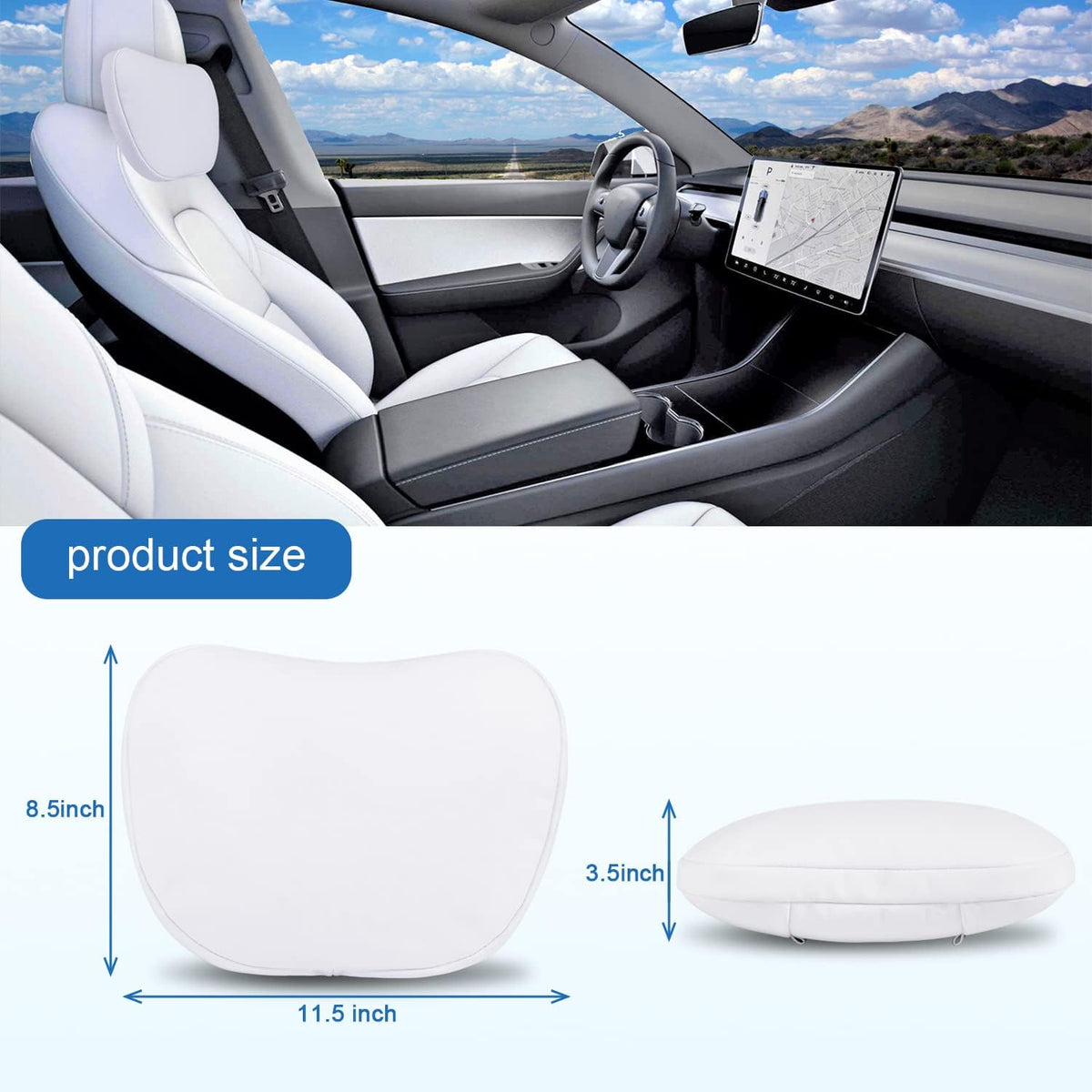 1 Pack Car Headrest Neck Pillow for Tesla Model 3 Model Y Model S