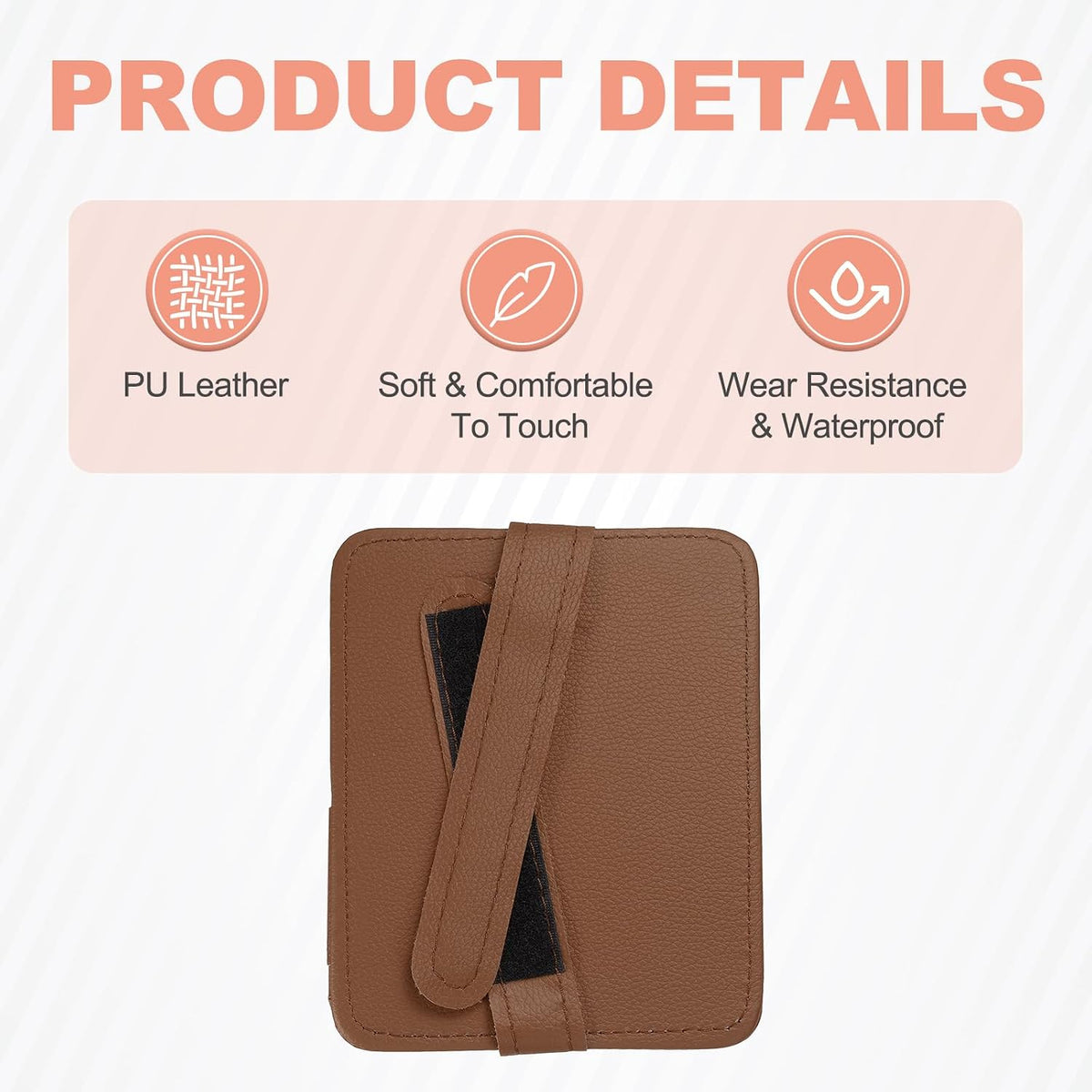 HARFINGTON 2Pcs Car Sun Visor Organizer 6.02" x 4.76" Leather Multi-Pocket Visor Card Sleeve Pocket Car Truck SUV Interior Storage Pouch for Driving License Credit Card Bill Sunglasses, Brown