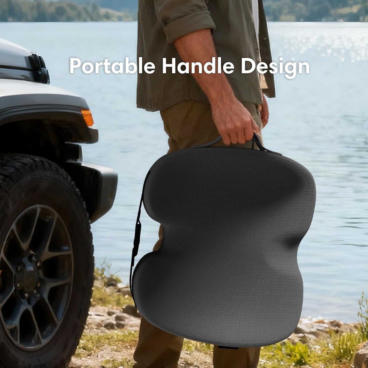 Car Seat Cushion, Memory Foam Seat Cushion for Truck Drivers, Car Seats, Travel & Wheelchair, Sciatica Ease & Tailbone Pain Relief Pillow for Long Sitting Comfort