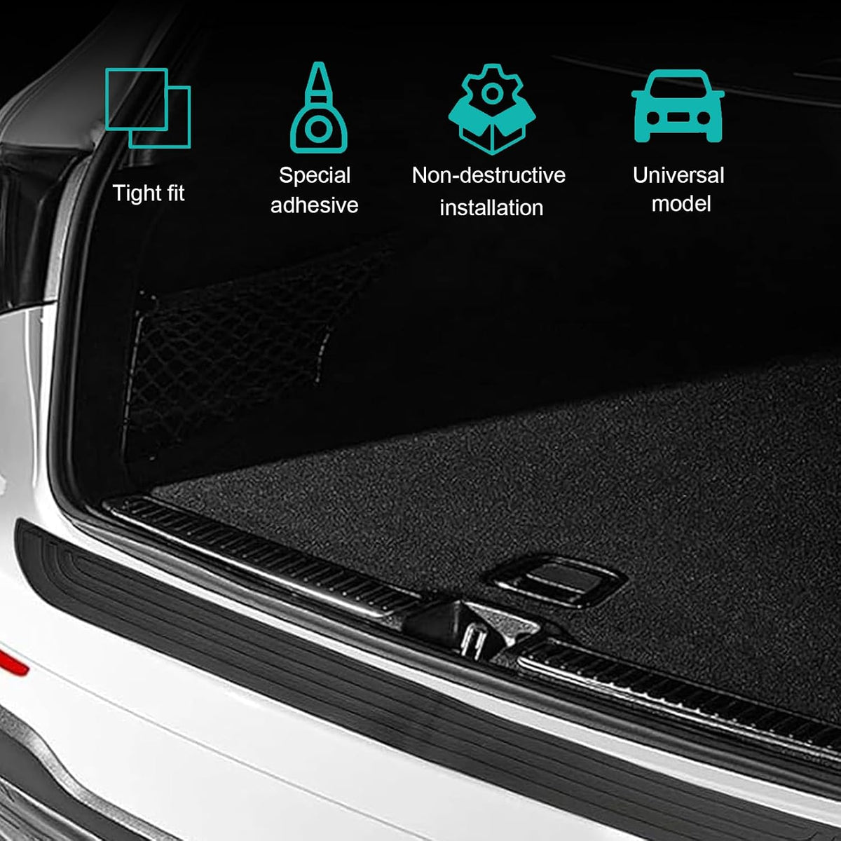 Car Rear Bumper Protector, Resistant Trunk Door Entry Guards, Anti Slip Auto Doors Entry Guards Door Sill Protector, Universal Rubber Edge Step Dust Sticker for Cars SUVs (40.9×3.5 inch)