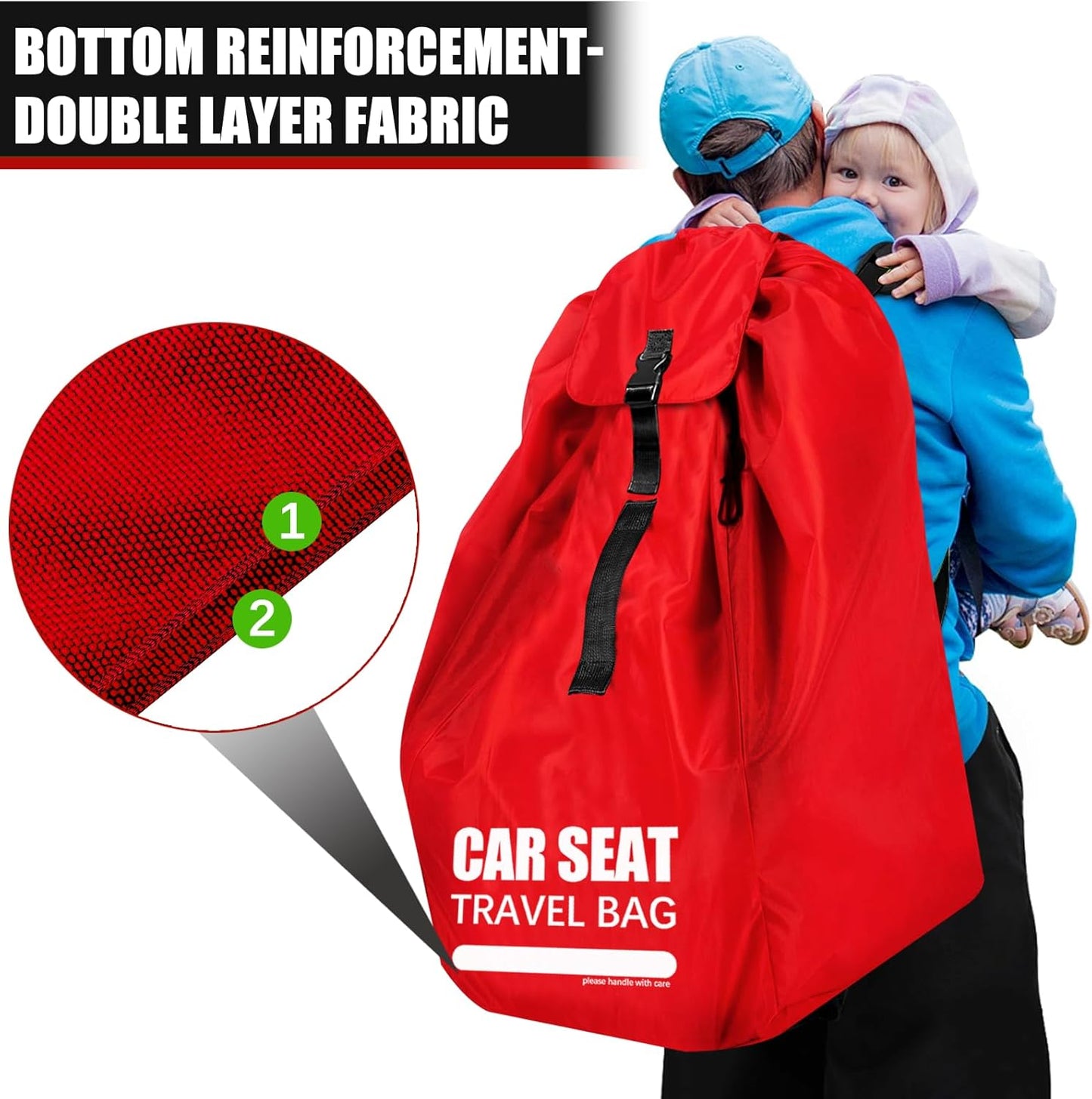 Car Seat Travel Bag for Airplane, Large Car Seat Bags for Air Travel with Comfort Padded Straps, Carseat Storage Bag / Backpack for Carseat Airport, Carseat Cover Travel - Baby Travel Essential