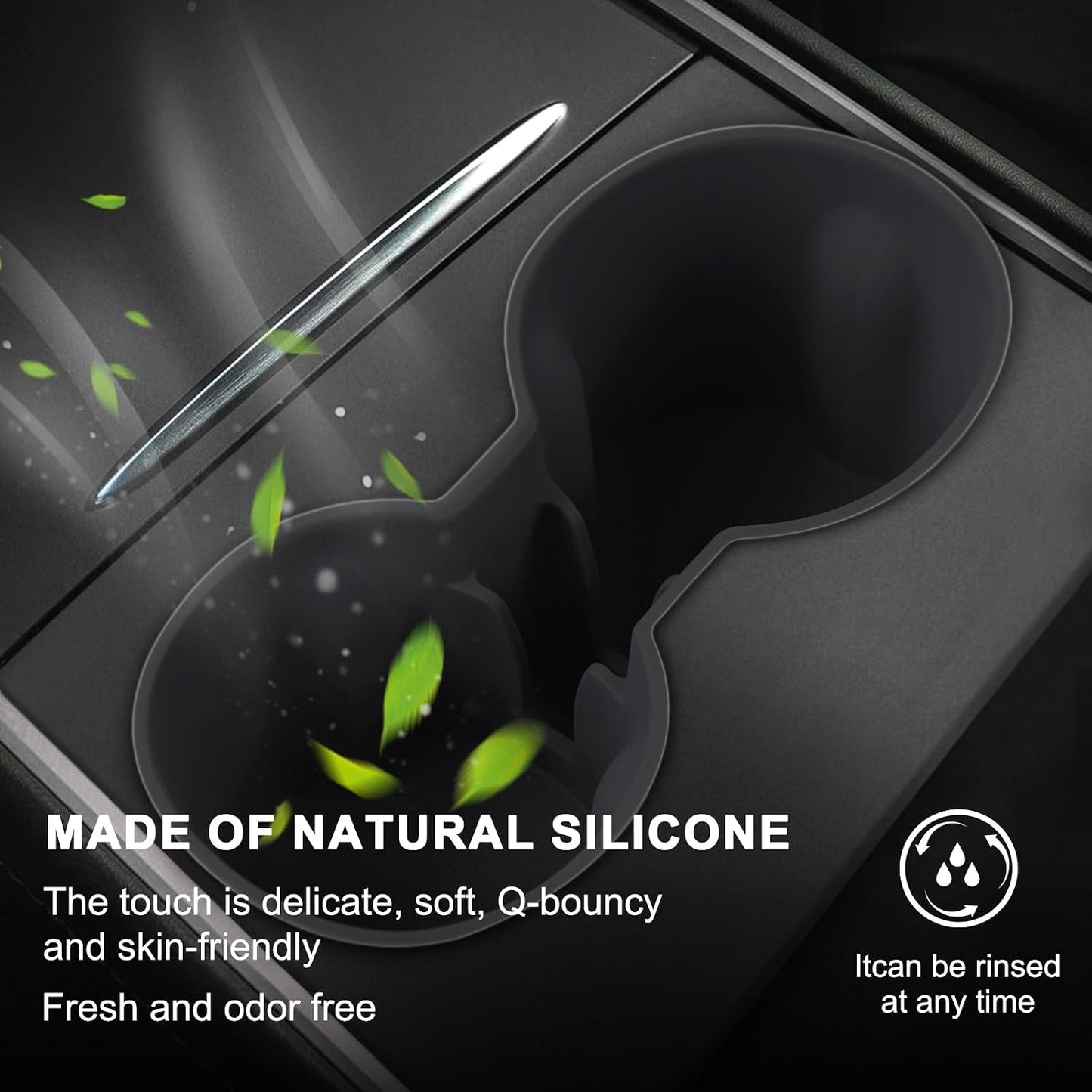 Center Console Cup Holder Coaster for Tesla Model Y Juniper 2025 2026, Water Holder Inserts Mat Pad Interior Decoration 3D Silicone