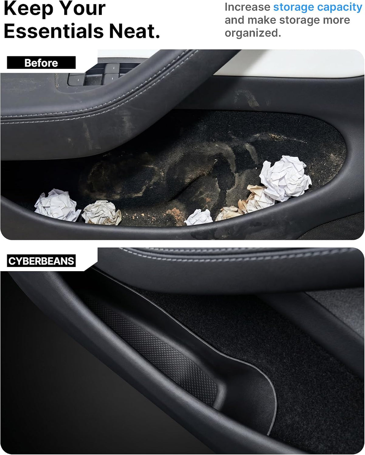 4-Pc Door Pocket Organizer for 2025-2026 Tesla Model Y Juniper
