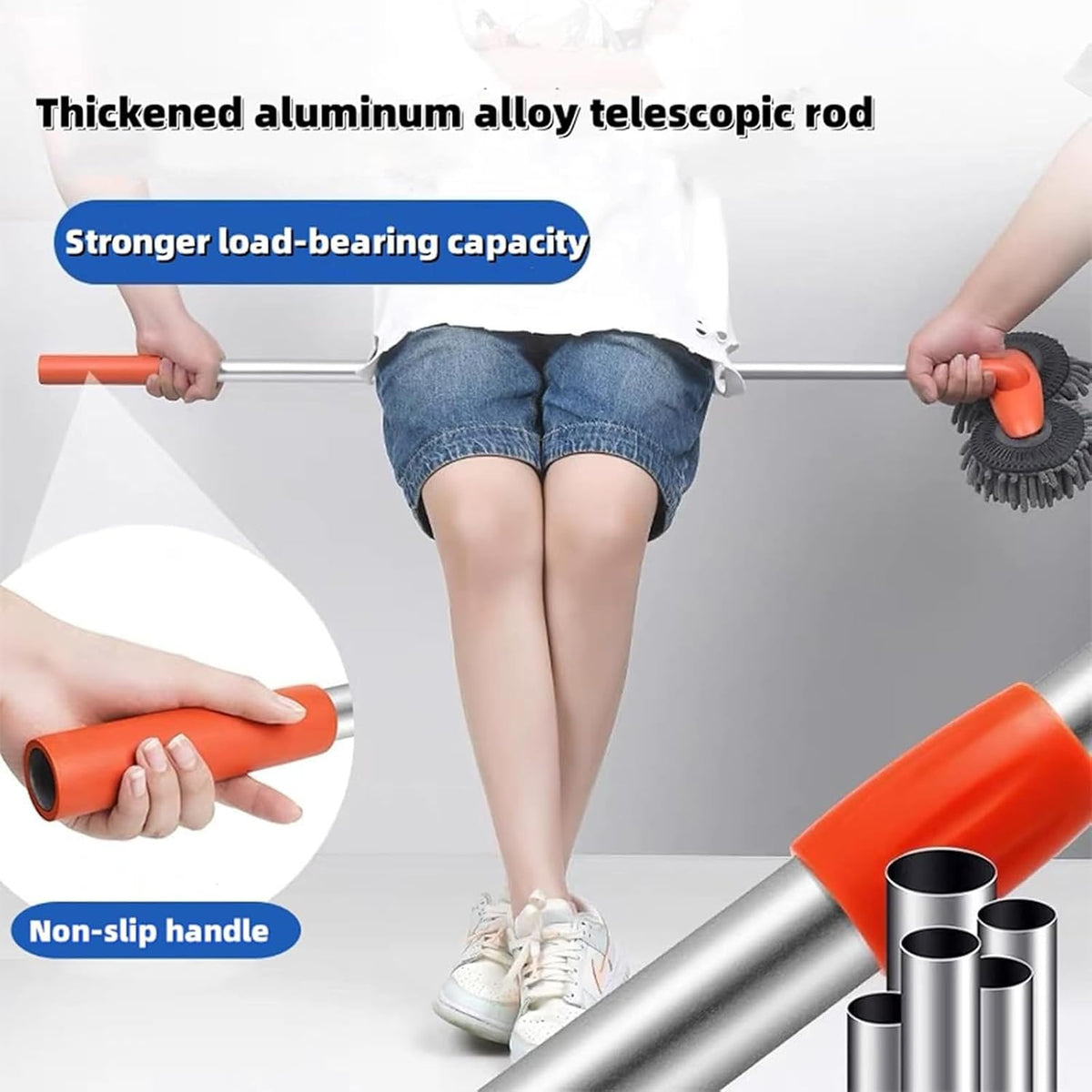 Double Head Car Wash Mop with Long Handle 360°Rotating Car Wash Brush Chenille Microfiber Cleaning Kit Not Hurt Paint Scratch Free(Single Set Mop)