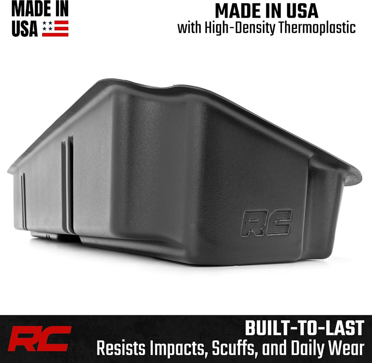 Rough Country Under Seat Storage for Chevy Silverado & GMC Sierra 1500/2500HD/3500HD Double Cab (2019-2026) - Custom Rear Under Seat Organizer Tray Without Lid