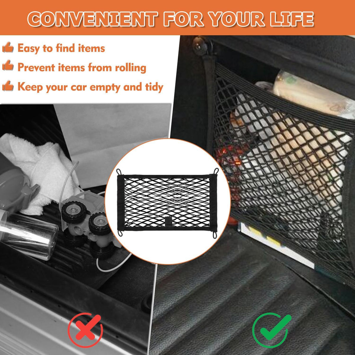 23.6 x 9.8 inch Universal Elastic Cargo Net Pocket,2 Pack