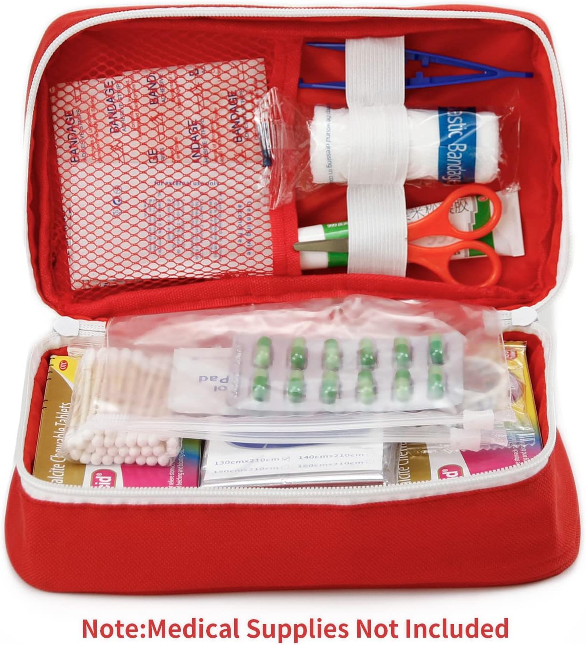 TOPASION Portable Empty First Aid Kit Bag, Travel Medicine Pouch, Small Medical Bag (2 Pieces Red)