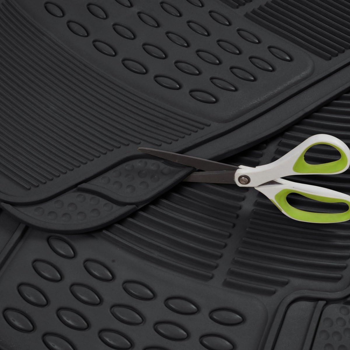 FlexTough Contour Liners - Deep Dish Heavy Duty Rubber Floor Mats for Car SUV Truck & Van - All Weather Protection - Odorless (Original)
