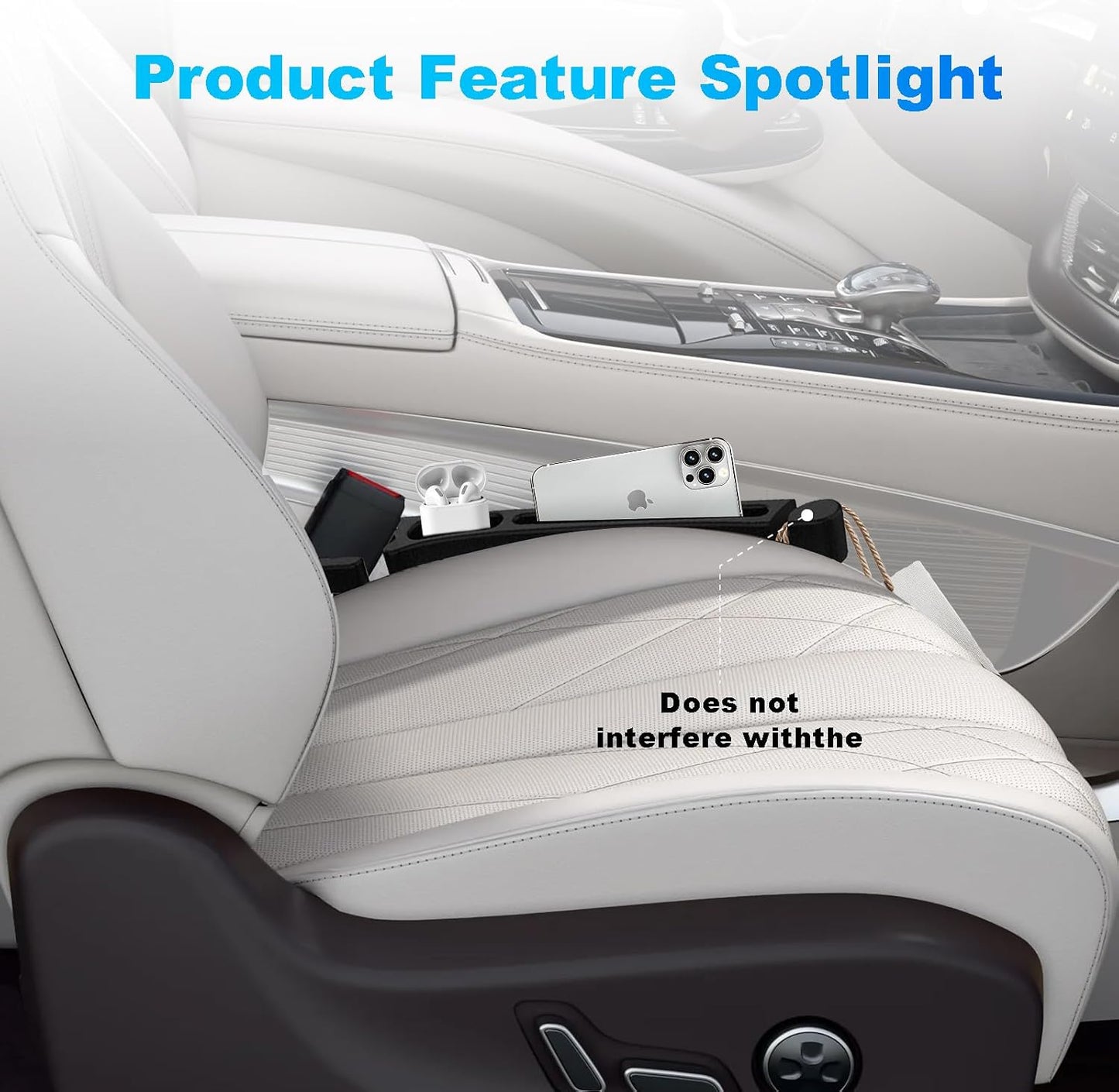 Car Seat Gap Filler 2PCS with Drop Prevention & Storage Hook Prevents Items Falling for Cars, SUVs, Trucks