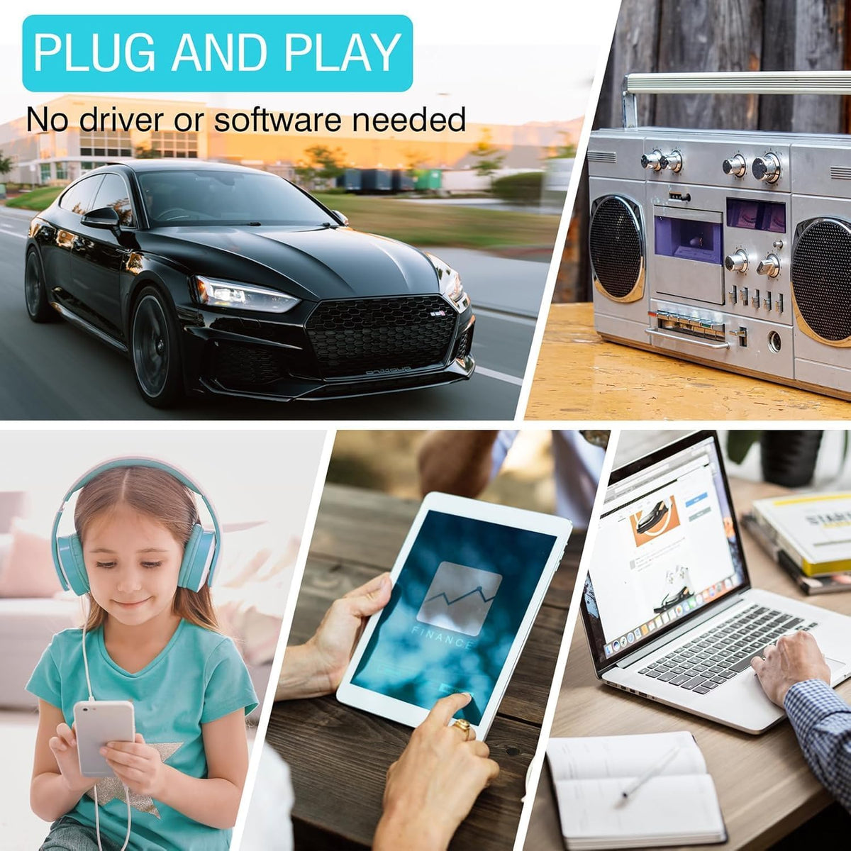 Car Audio Bluetooth 5.0 Cassette Receiver, Cassette Bluetooth Adapter for Car Tape Player, Wireless Cassette Aux Adapter with Hands-Free Calling, Universal Compatibility for Smartphones, Tablets