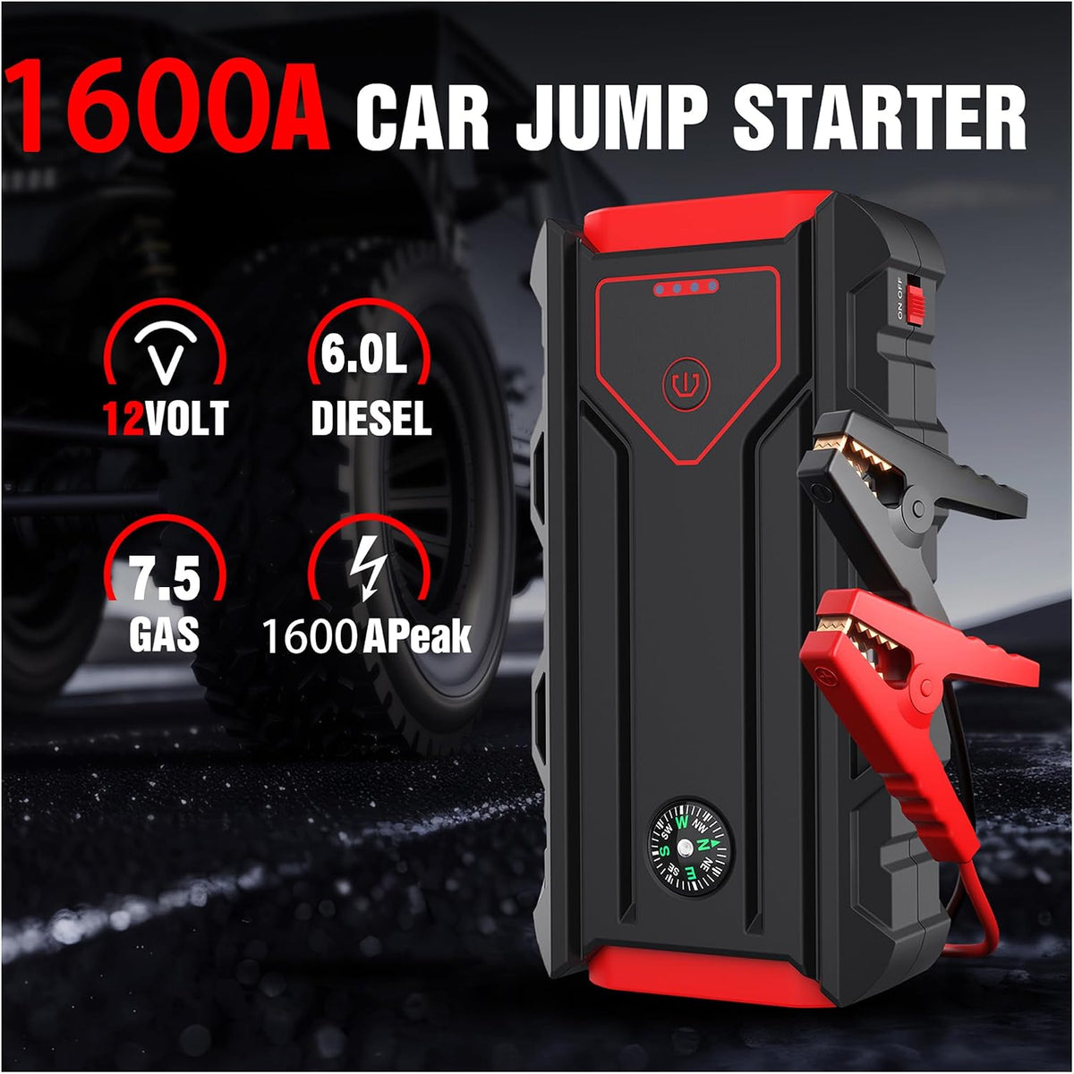 8000mAh Car Jump Starter, 12V Emergency Jump Starter