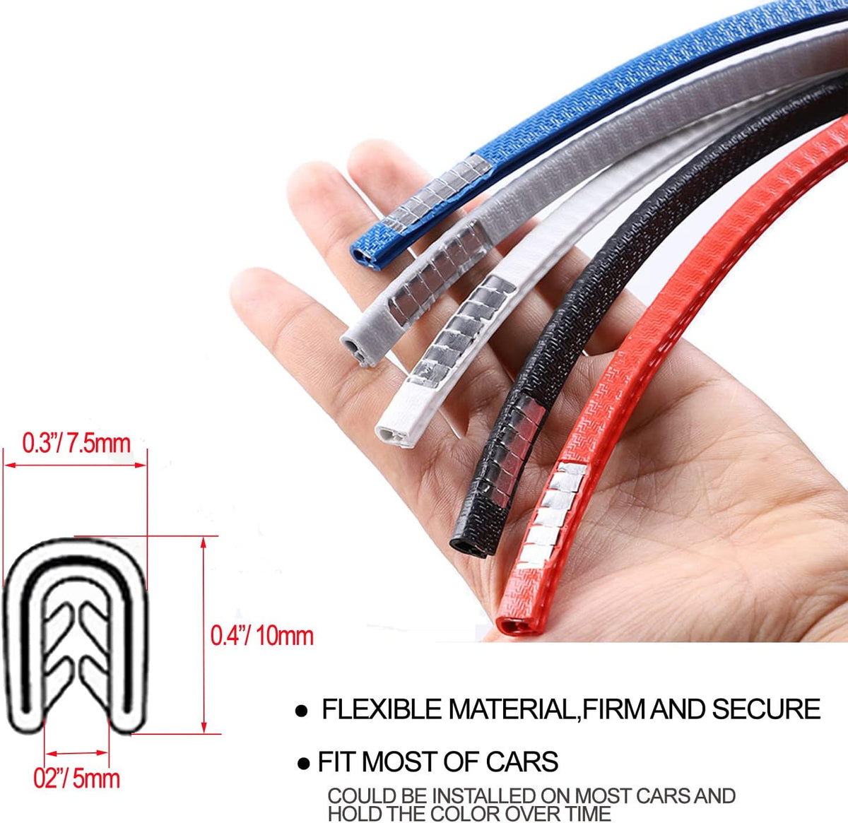 Car Door Edge Guards Black, 32.8ft(10m), with Rubber Mallet