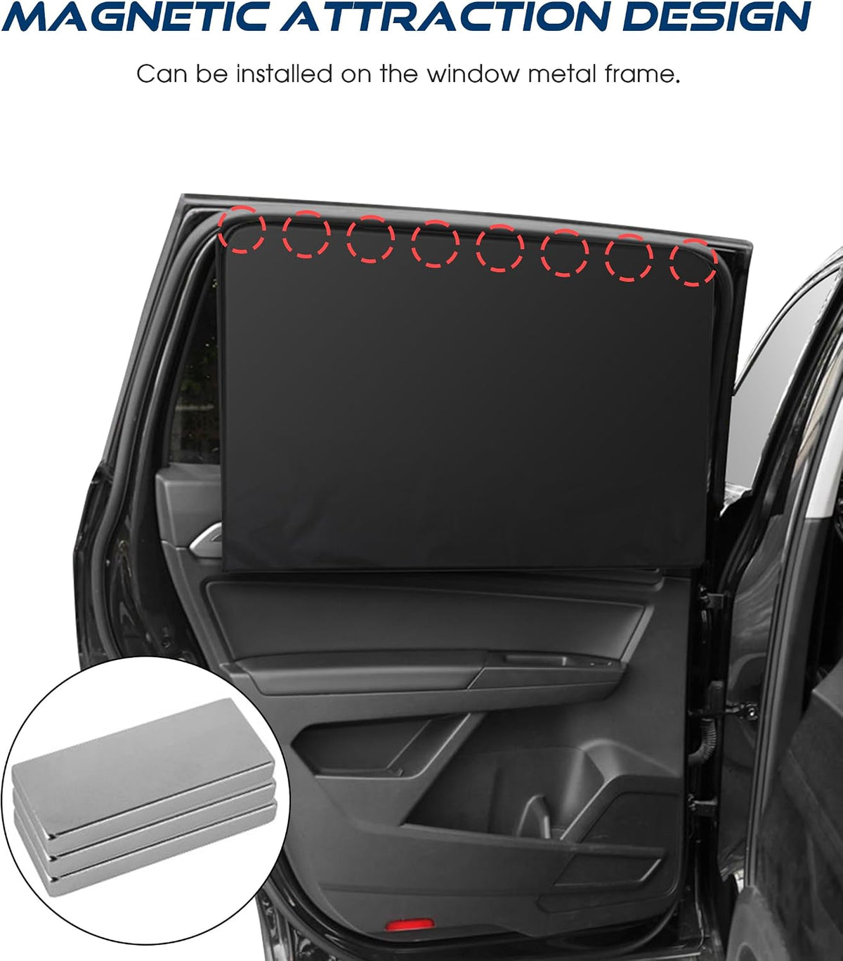 Car Sun Shade,Car Accessories Universal Magnetic Side Window Sun Shade,Black Out Window Cover,Protects Privacy,Reflects Sunlight,Automotive Windows Sunshades (Black, Front+Rear)