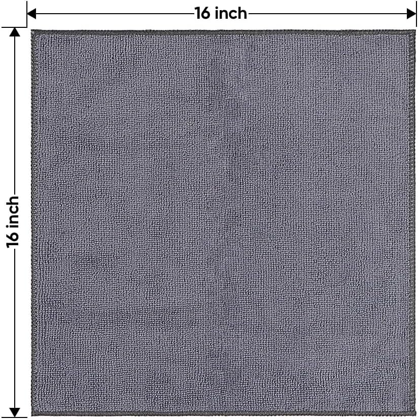 HOMEXCEL Microfiber Cleaning Cloths 12 Pack, Premium 16 x 16 inch Microfiber Towel for Cars, Ultra Absorbent Car Washing Cloth, Lint Free Streak Free Wash Cloths for Car, Kitchen, and Window, Grey